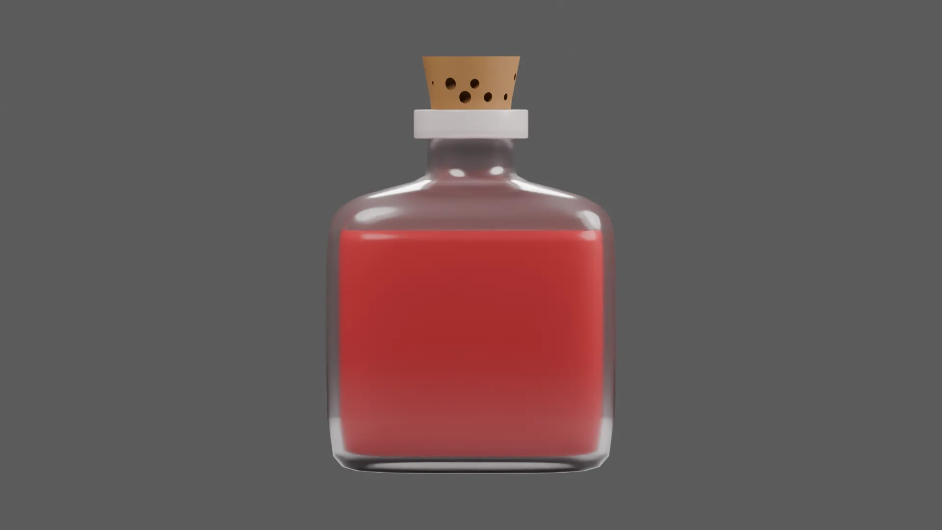 Red Alchemy Potion in Square Corked Glass Bottle Low-poly 3D model