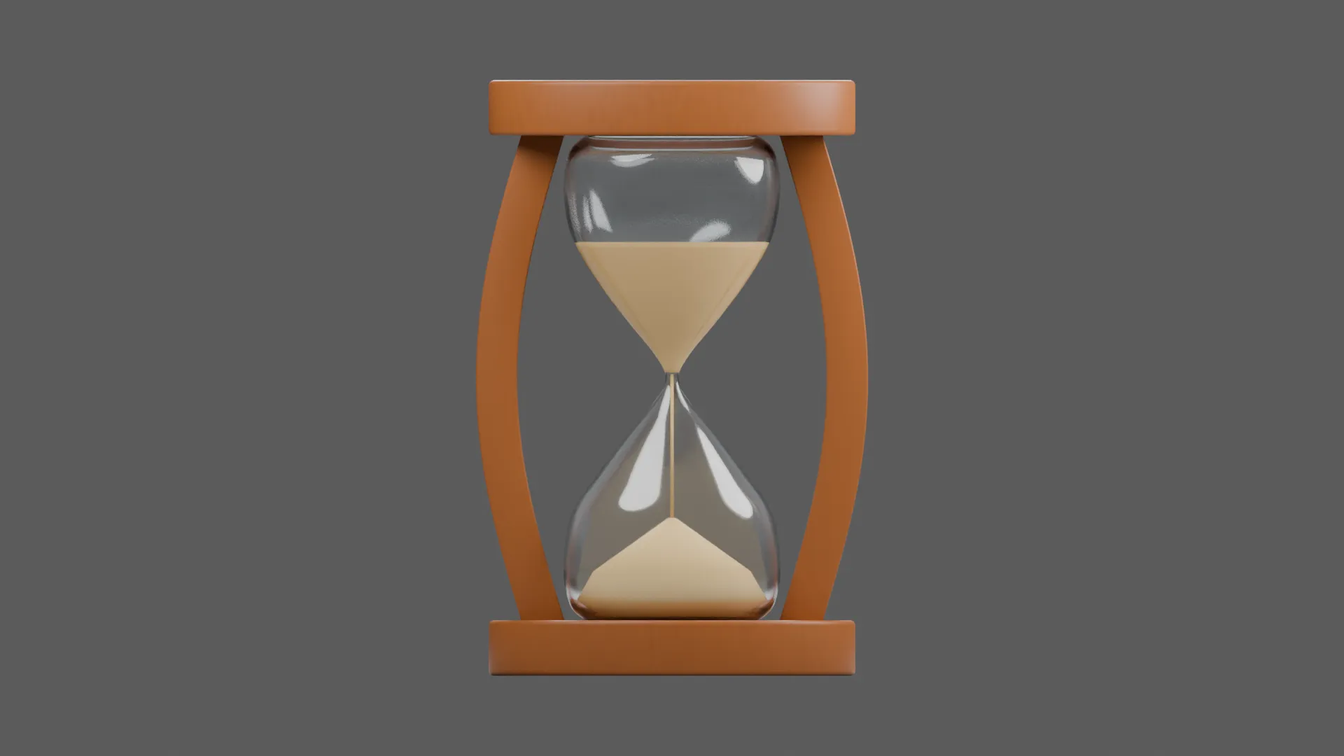 Stylized Hourglass with Curved Wooden Supports Low-poly 3D model