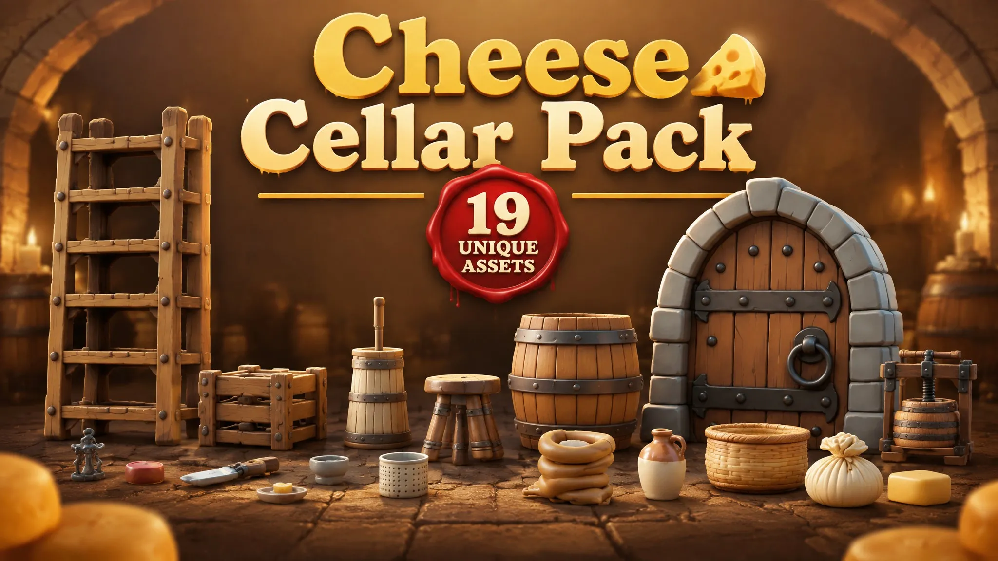 Cheese Cellar Pack Low-poly 3D model