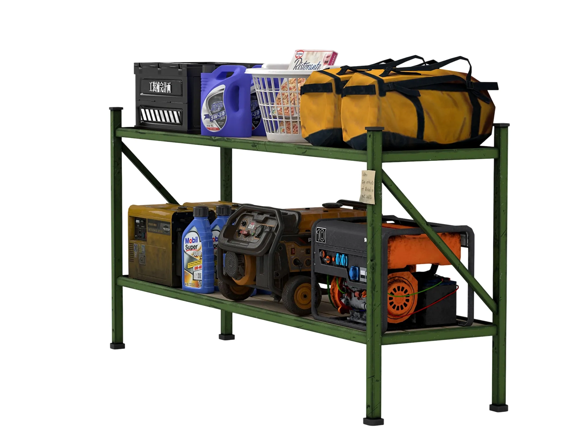 Workshop Metal Shelf With Generator Tools Asset 3D model