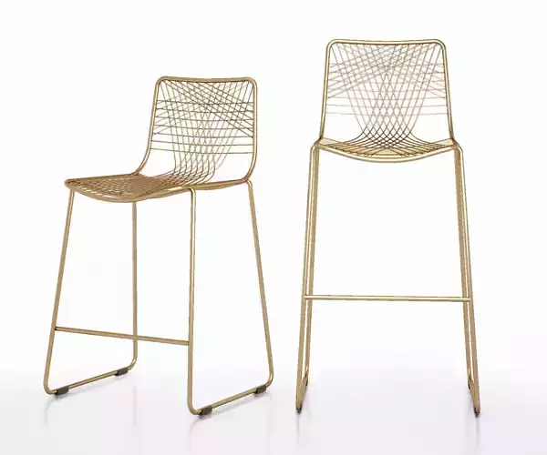 Alpha brass bar stools 3D model