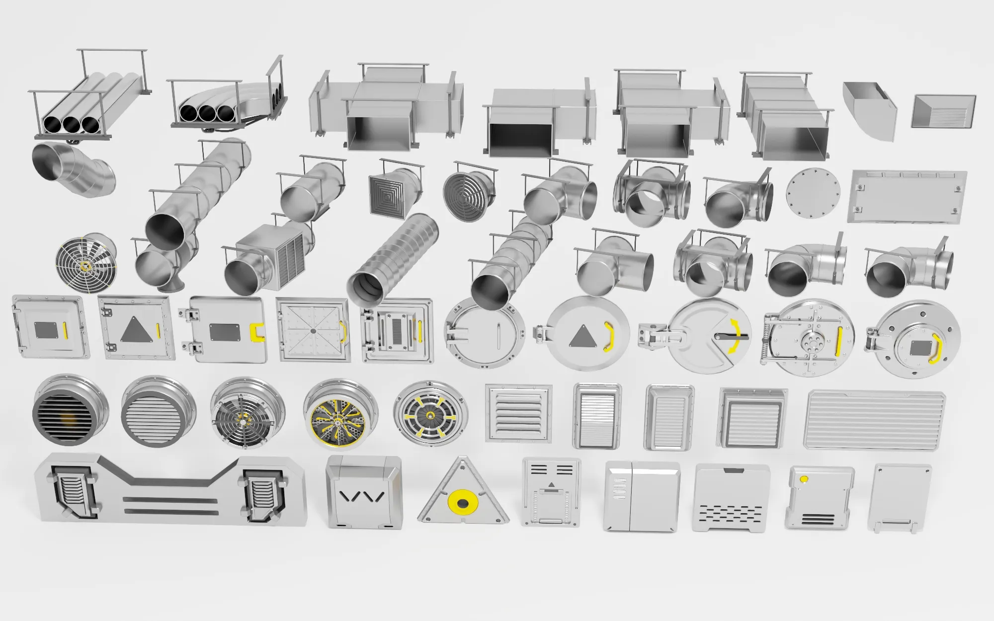 HVAC Ventilation Ducts Kitbash Pack Low-poly 3D model