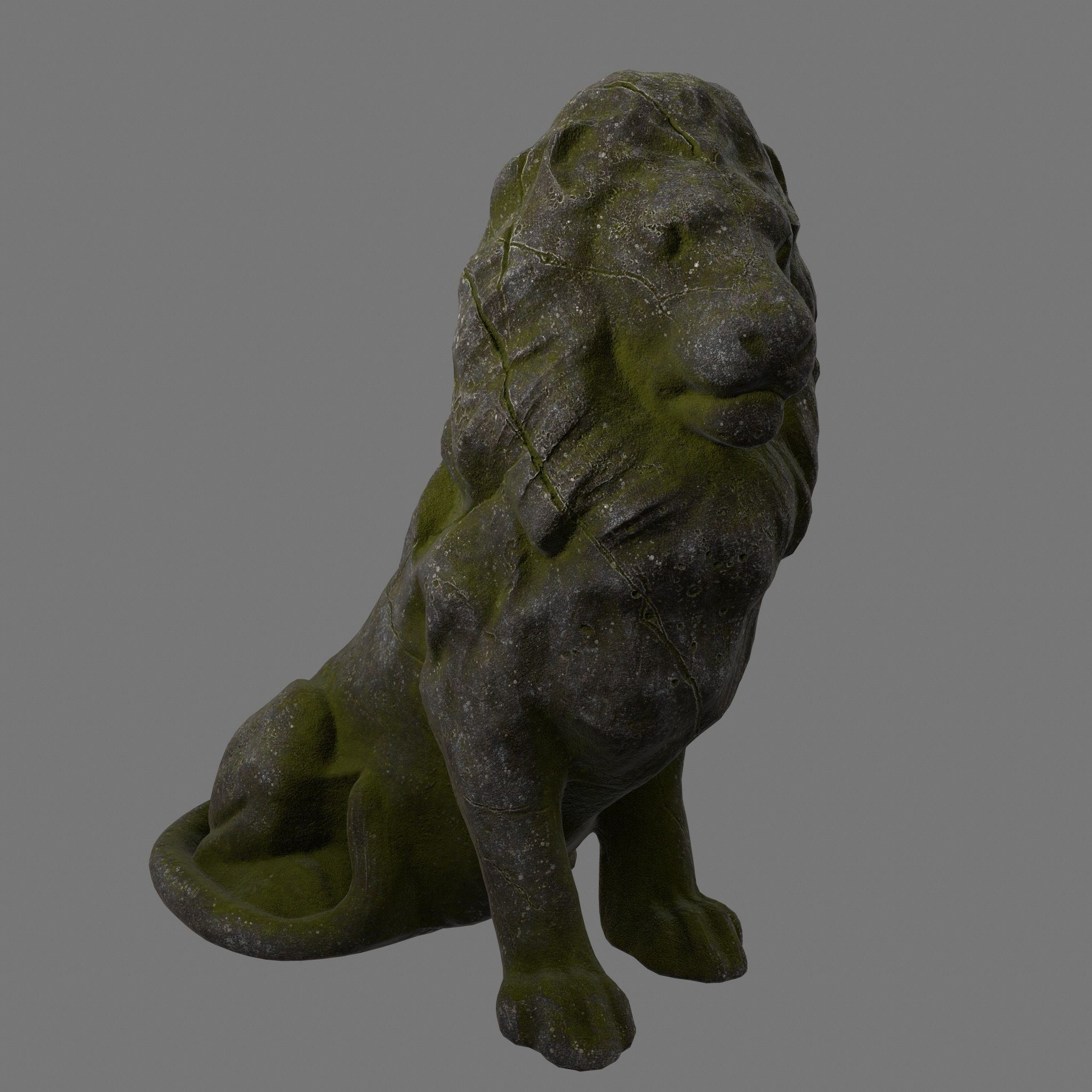 Lion Statue Low-poly 3D model_2