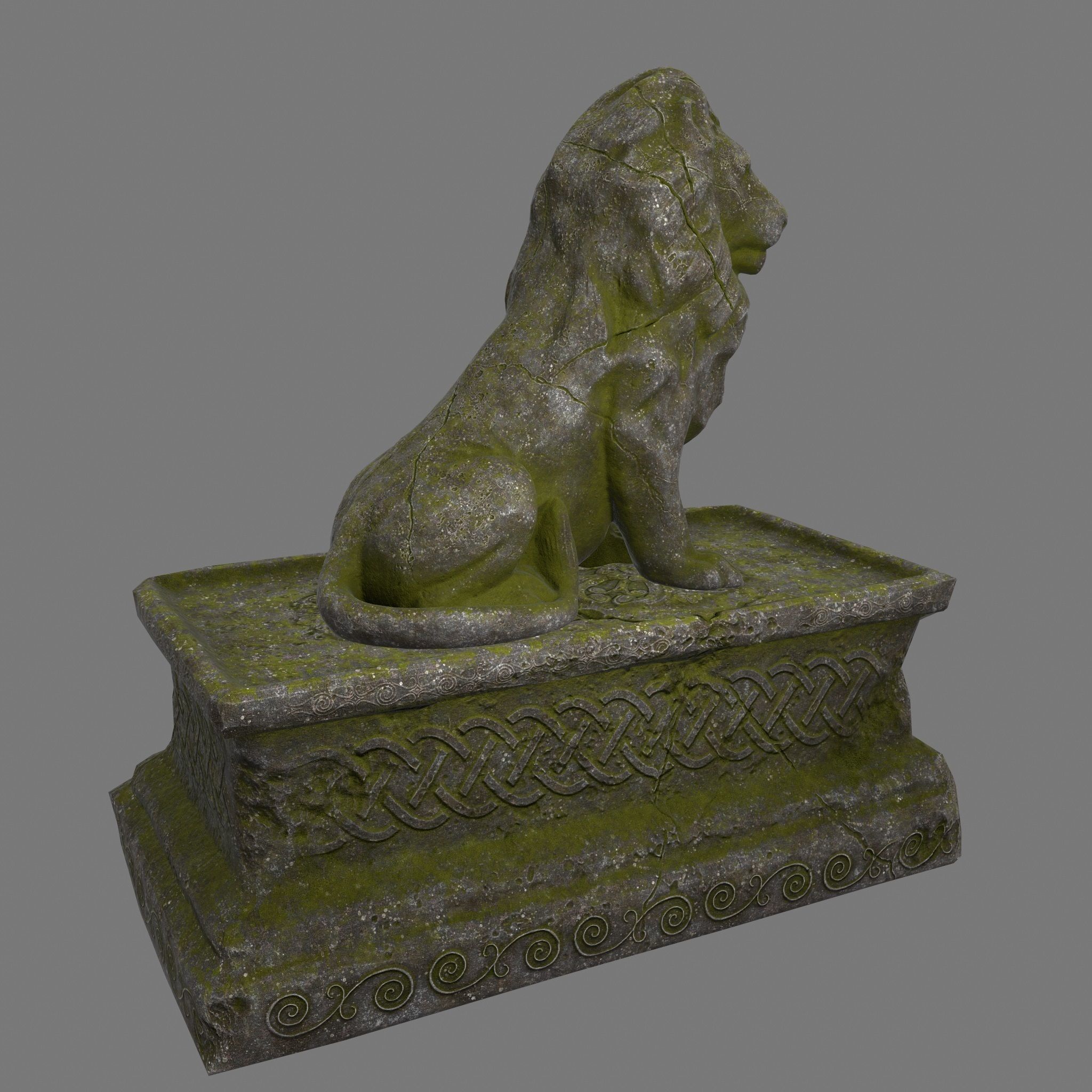 Lion Statue Low-poly 3D model_11