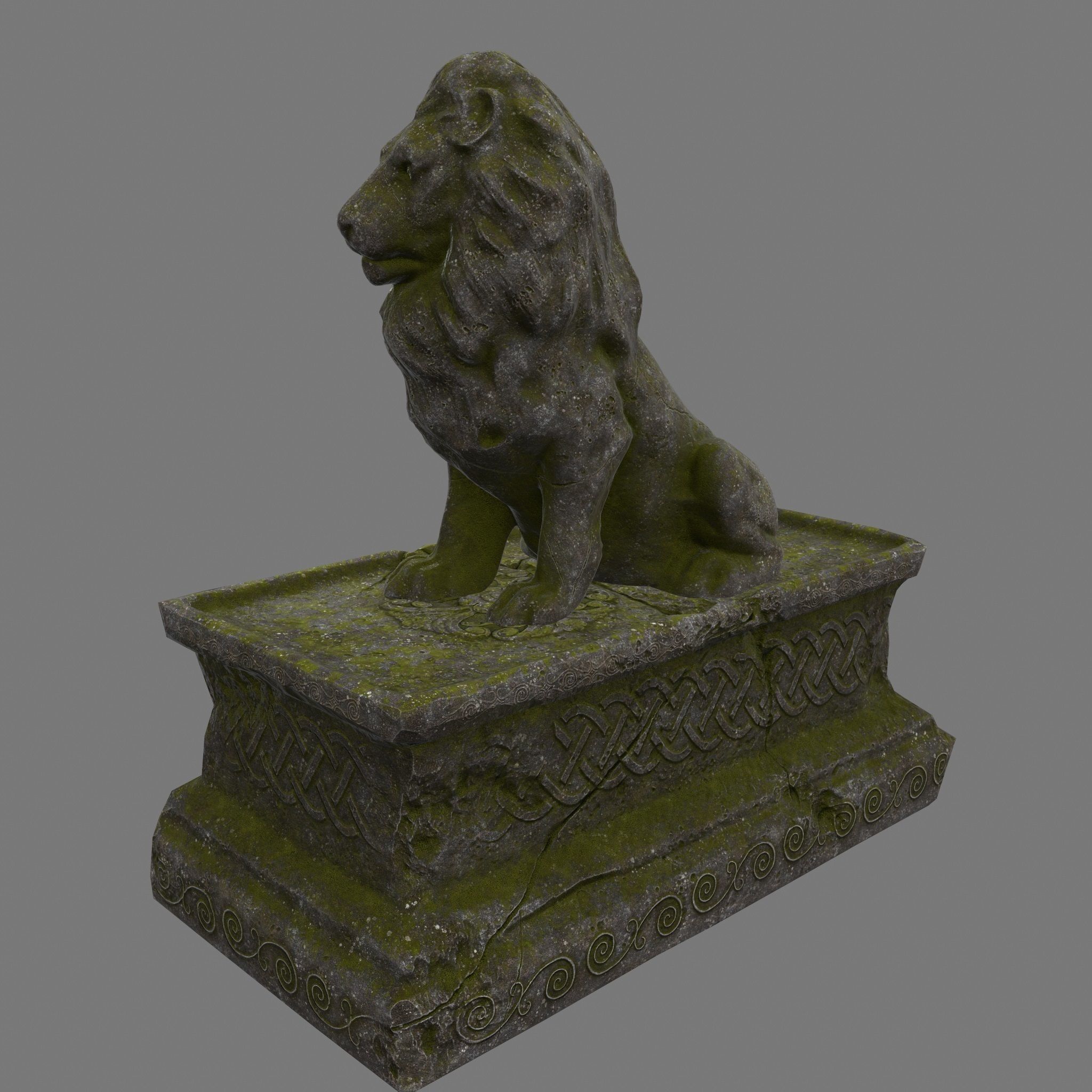 Lion Statue Low-poly 3D model_7