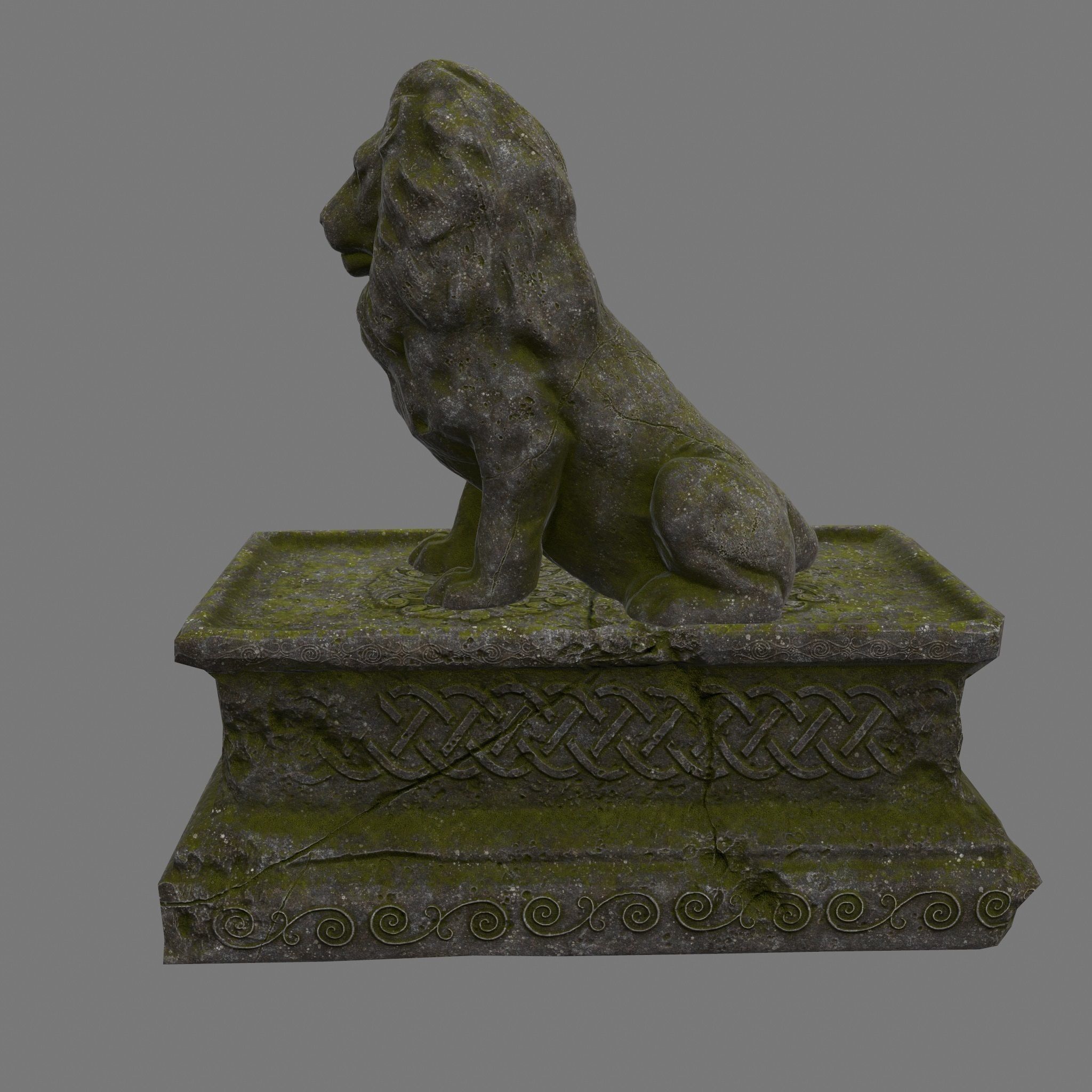 Lion Statue Low-poly 3D model_8