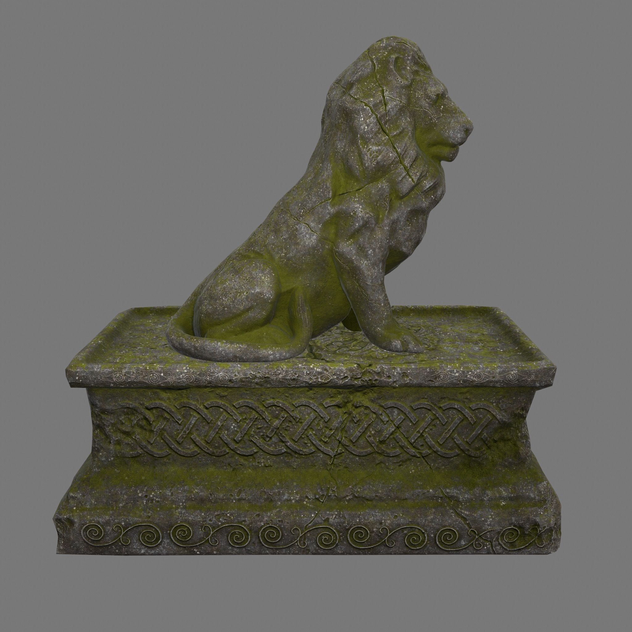 Lion Statue Low-poly 3D model_4