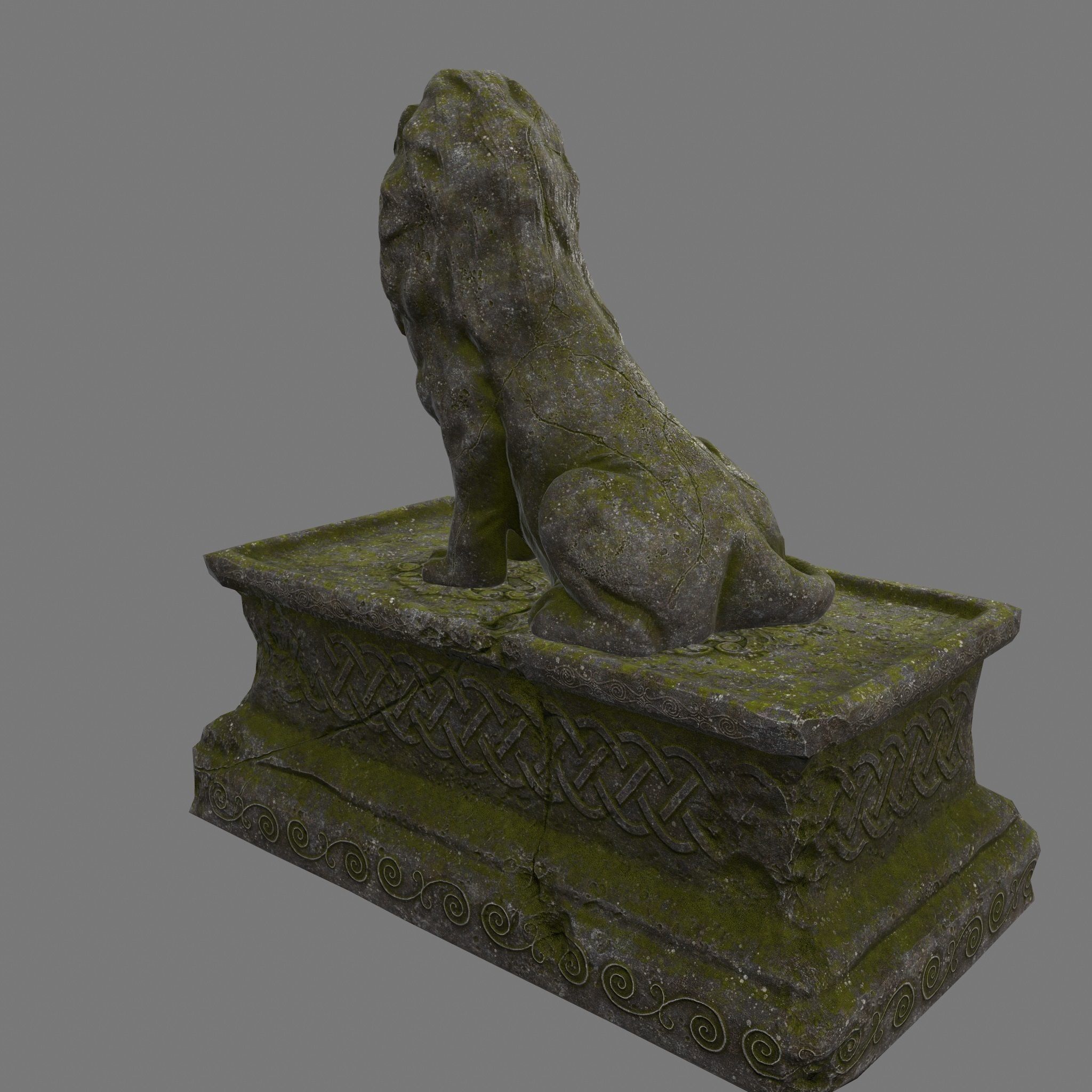 Lion Statue Low-poly 3D model_9