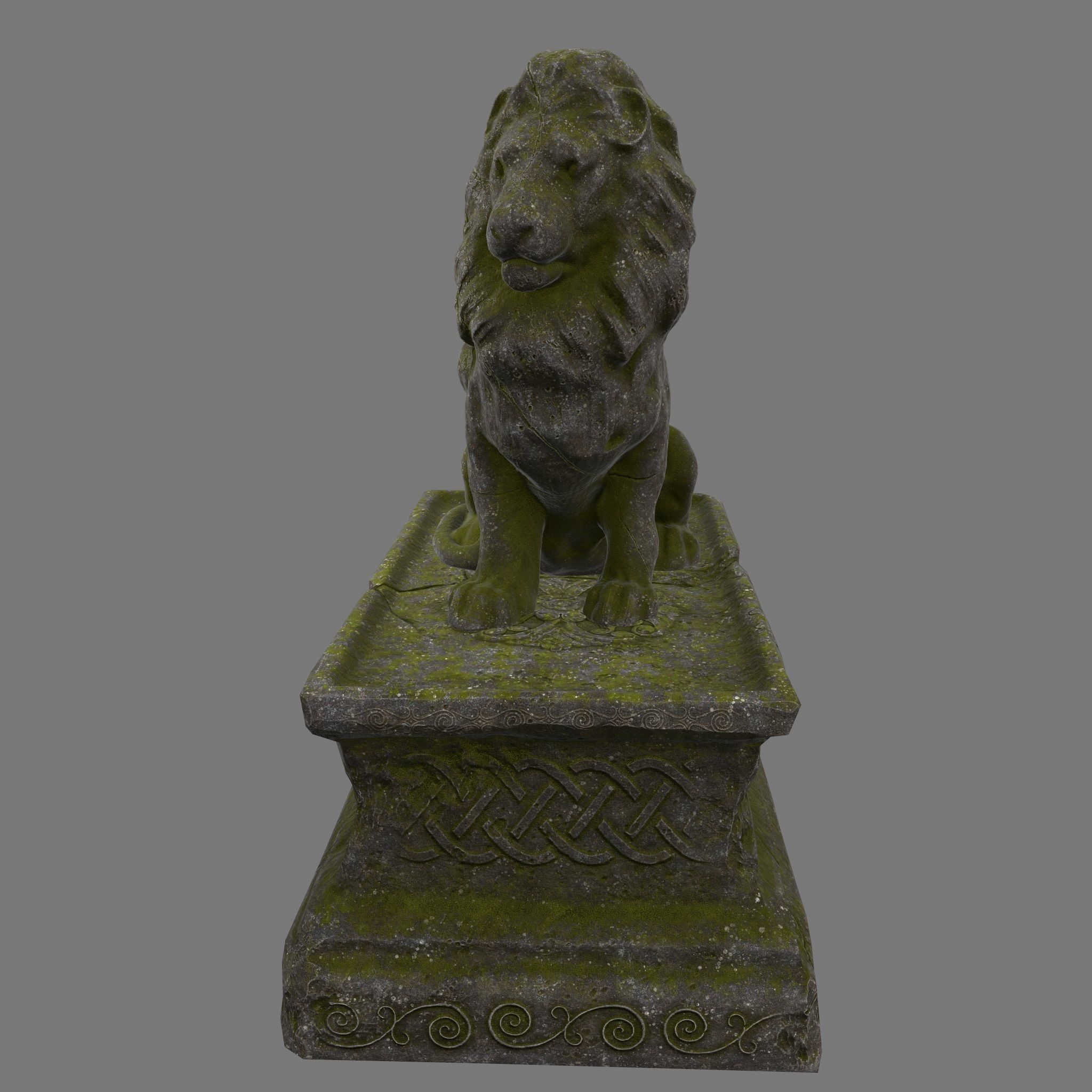 Lion Statue Low-poly 3D model_6