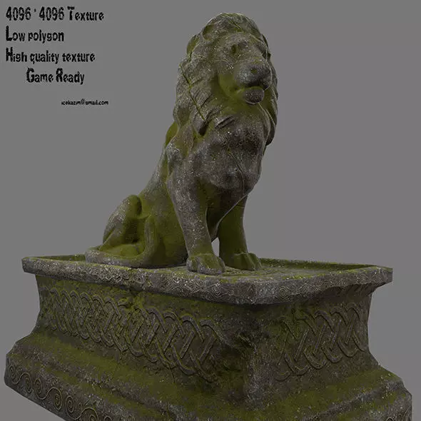 Lion Statue Low-poly 3D model_0