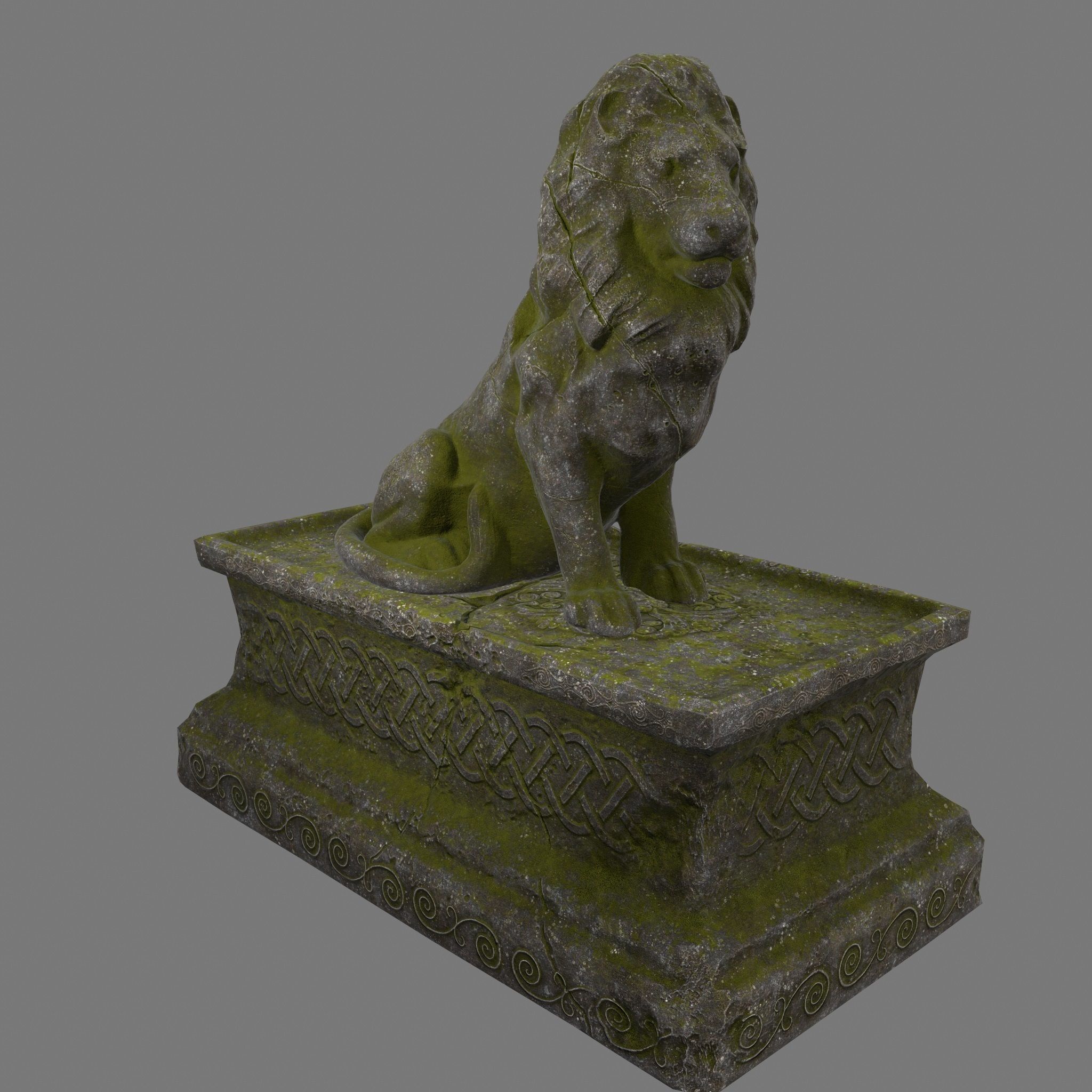 Lion Statue Low-poly 3D model_5