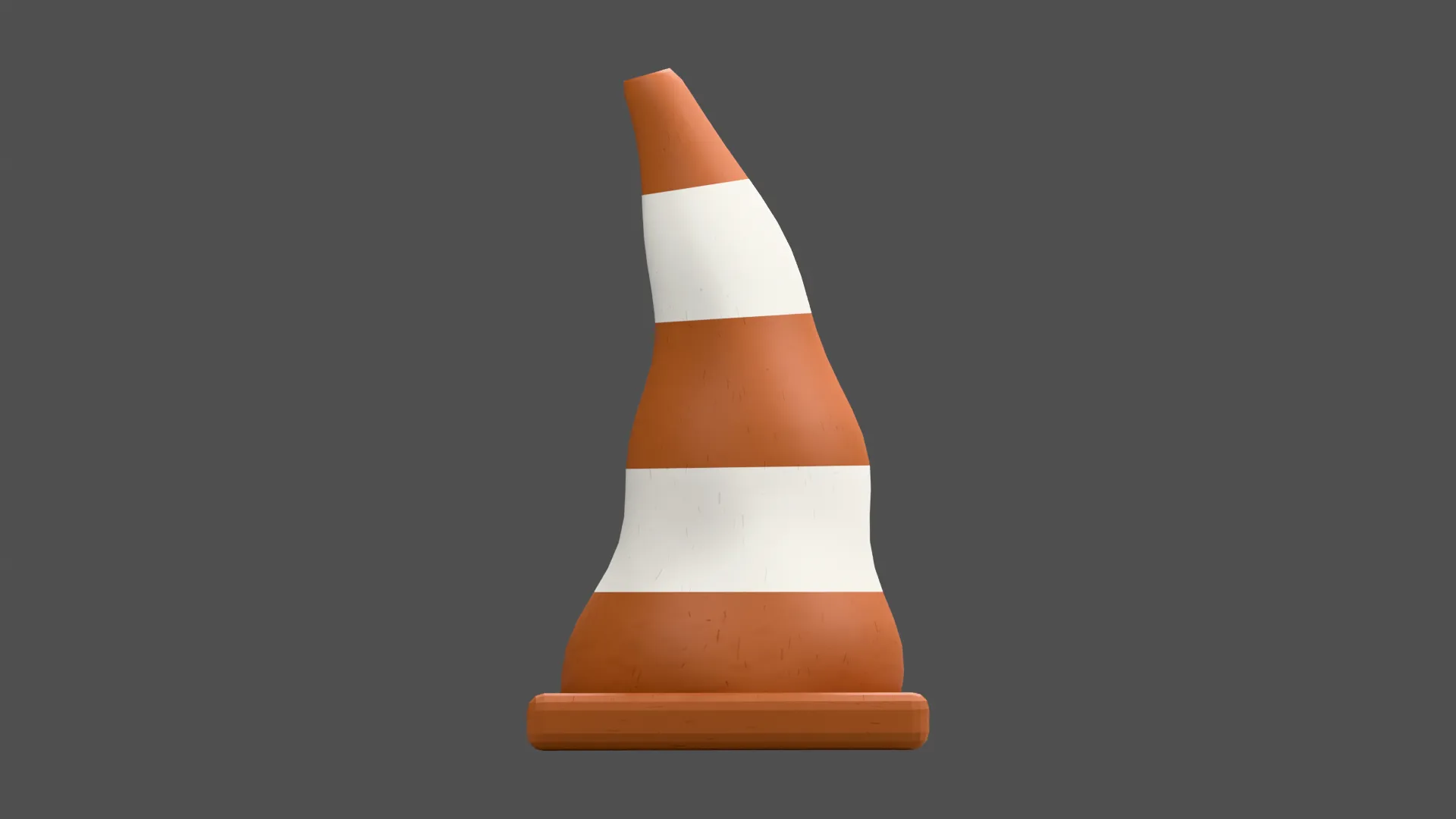 Bent Orange Traffic Cone with Square Base Low-poly 3D model