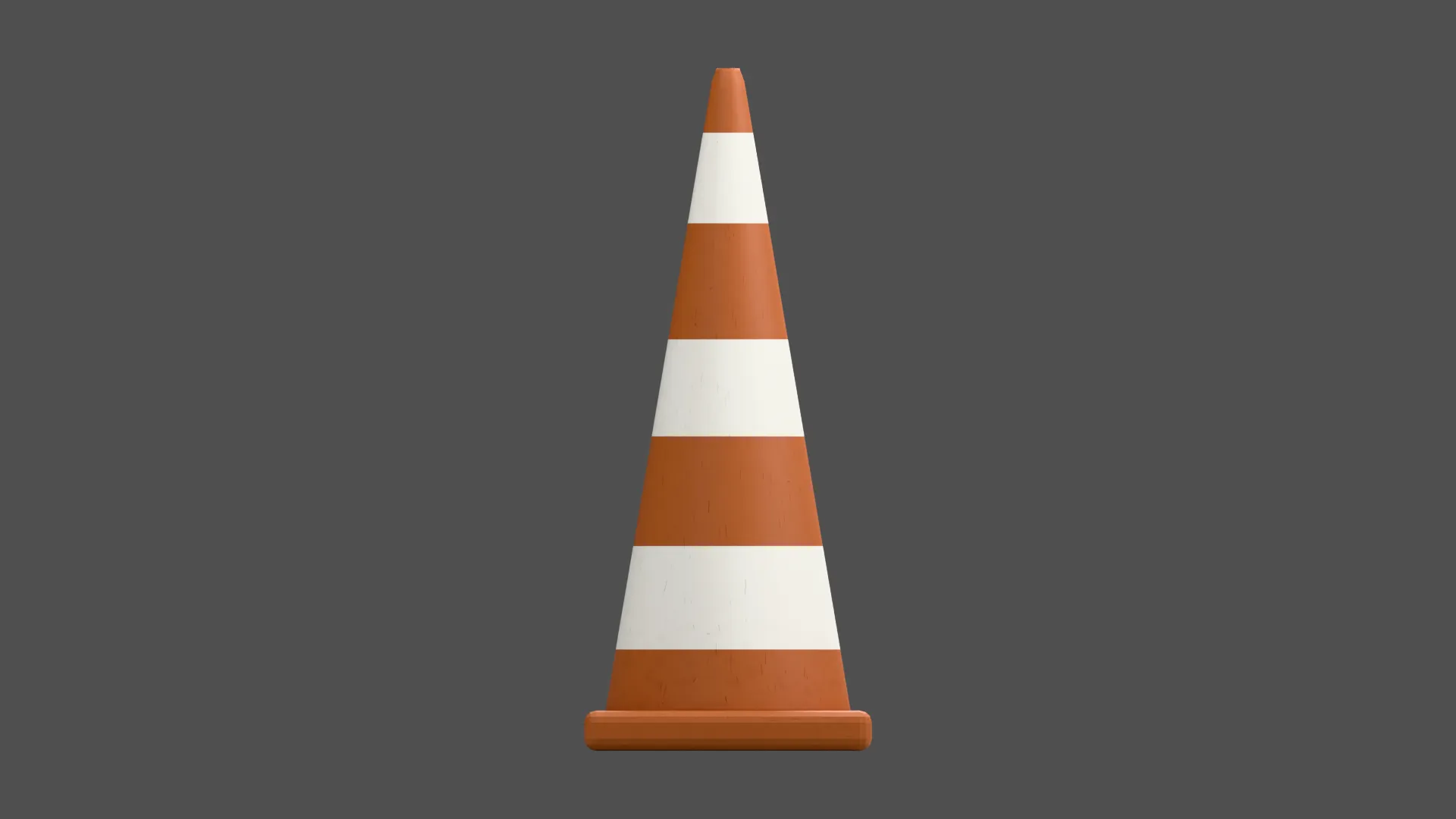 Tall Narrow Orange Traffic Cone with White Stripes Low-poly 3D model