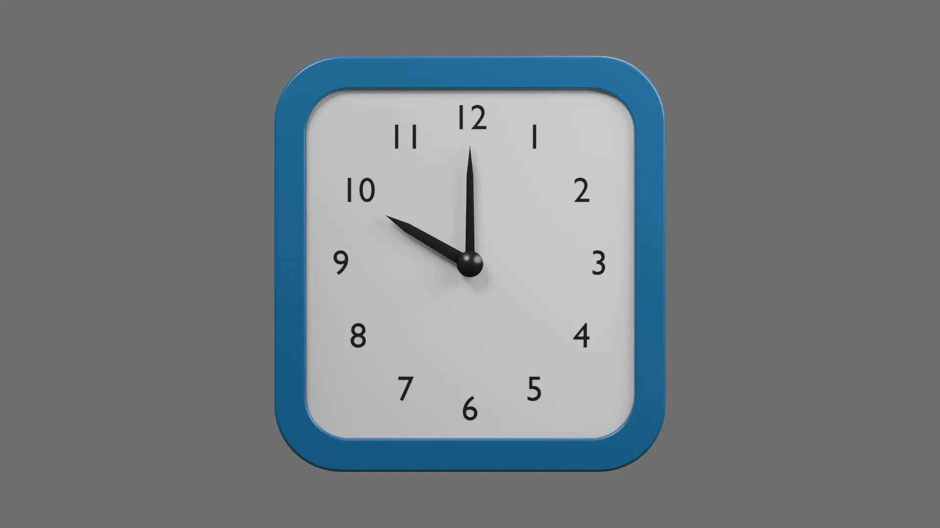 Square Wall Clock with Blue Frame Low-poly 3D model