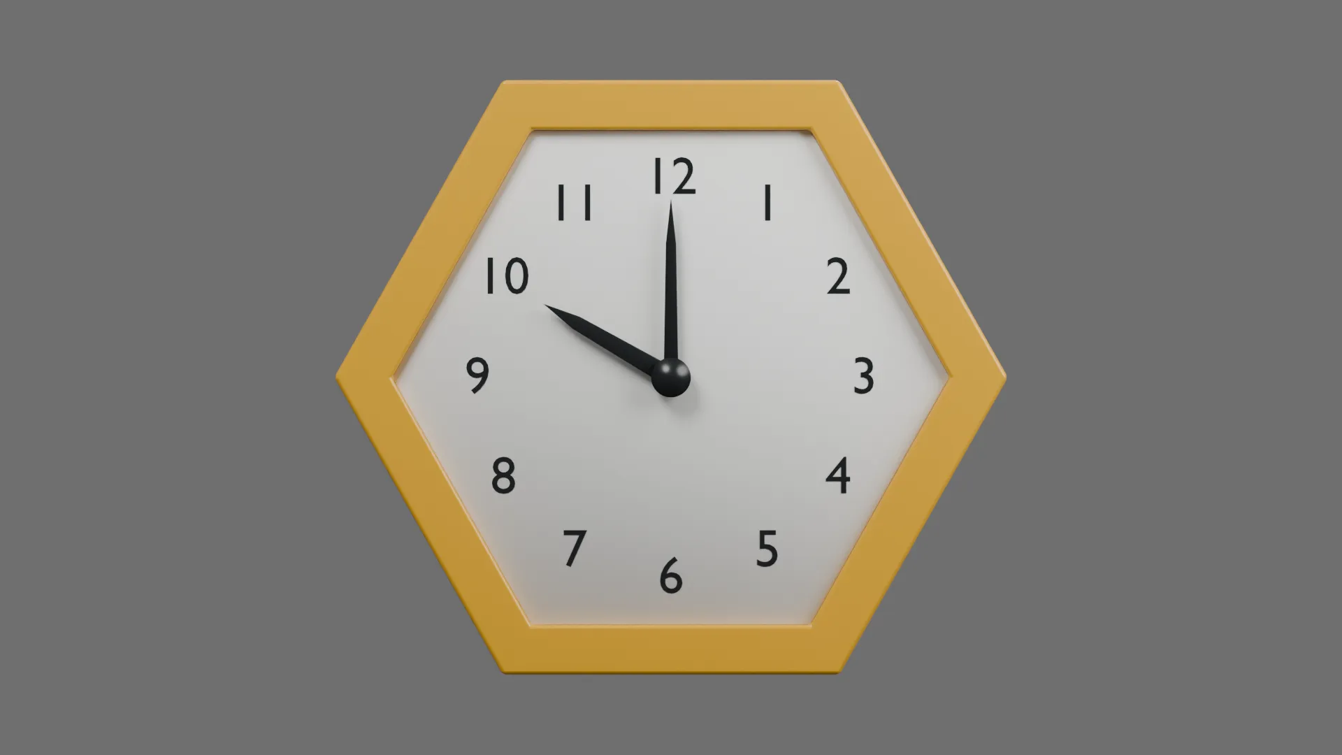 Hexagonal Wall Clock with Yellow Frame Low-poly 3D model