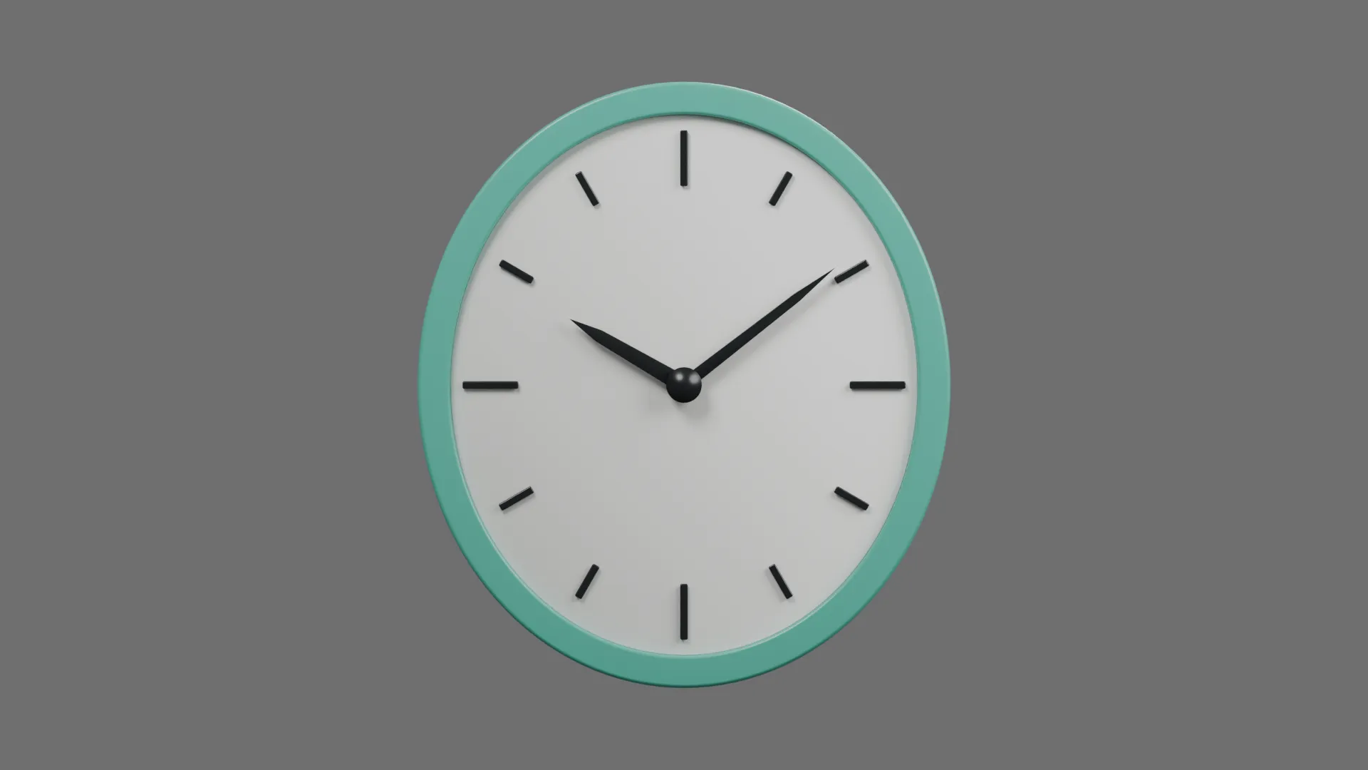 Round Wall Clock with Mint Green Frame Low-poly 3D model