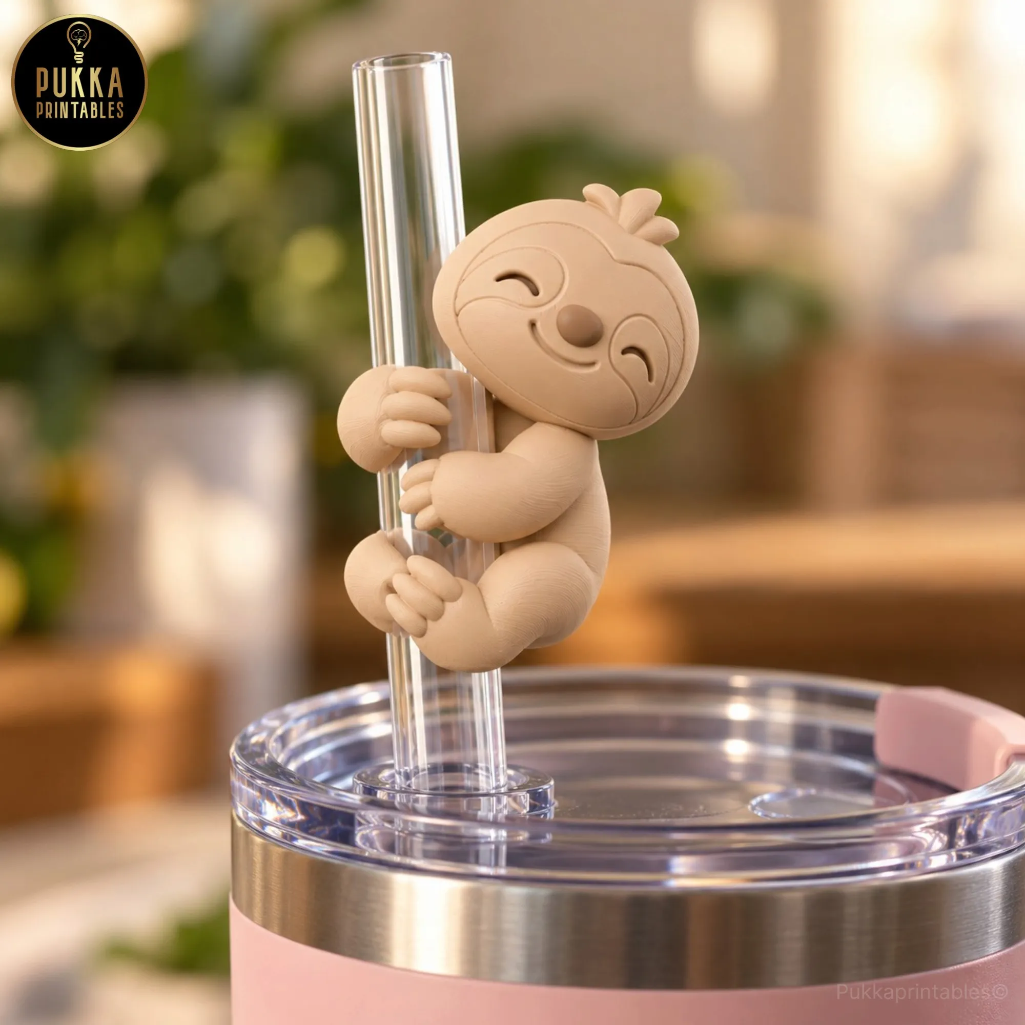 Sloth Straw Hugging Topper 3D Printable STL 3D print model
