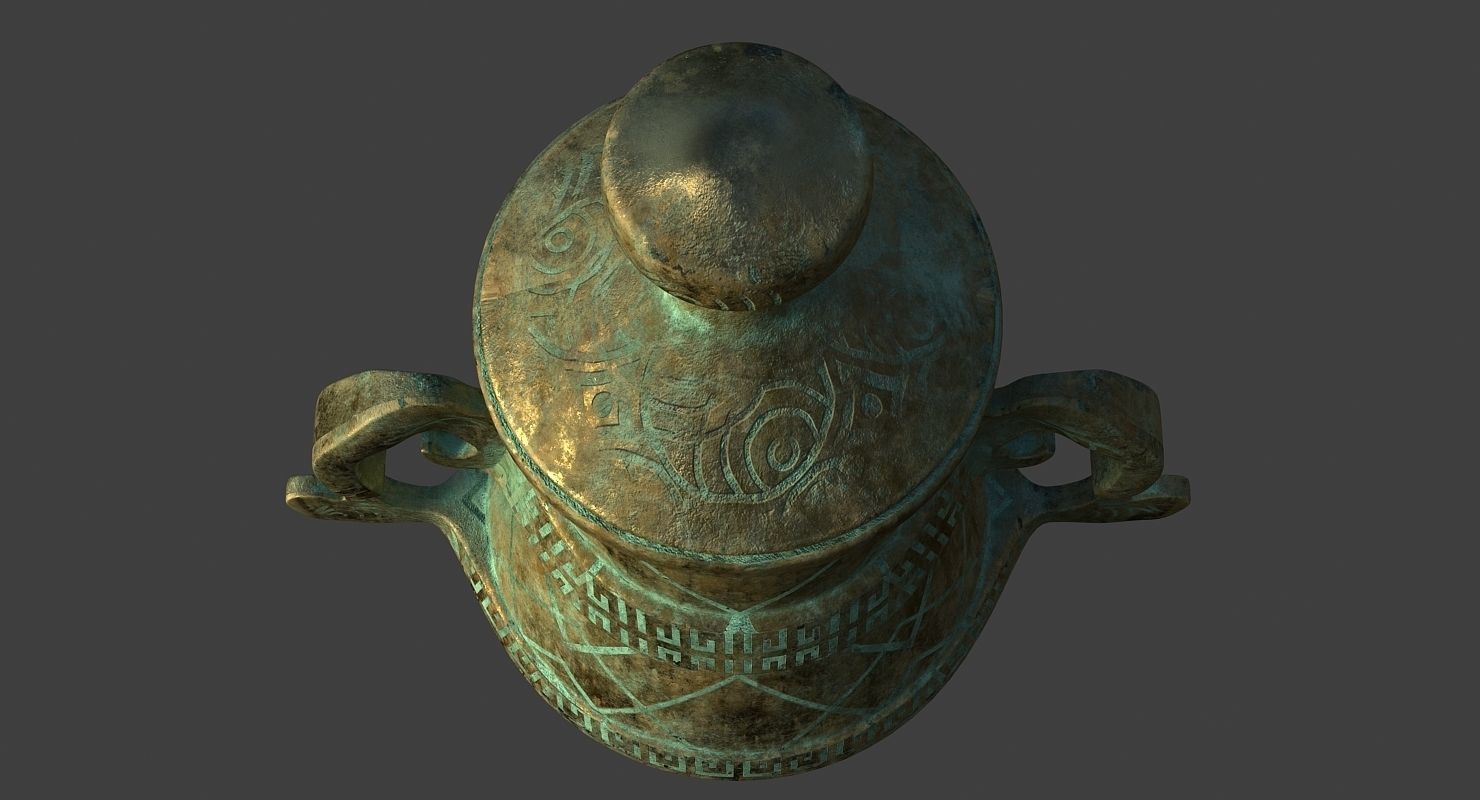 Old bronze jar Low-poly 3D model_8