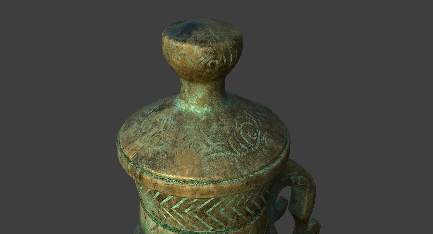 Old bronze jar Low-poly 3D model_6