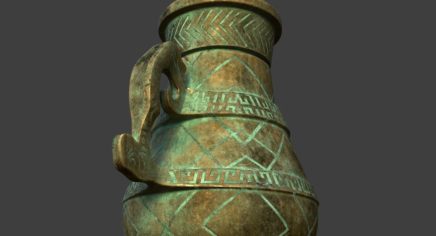 Old bronze jar Low-poly 3D model_4
