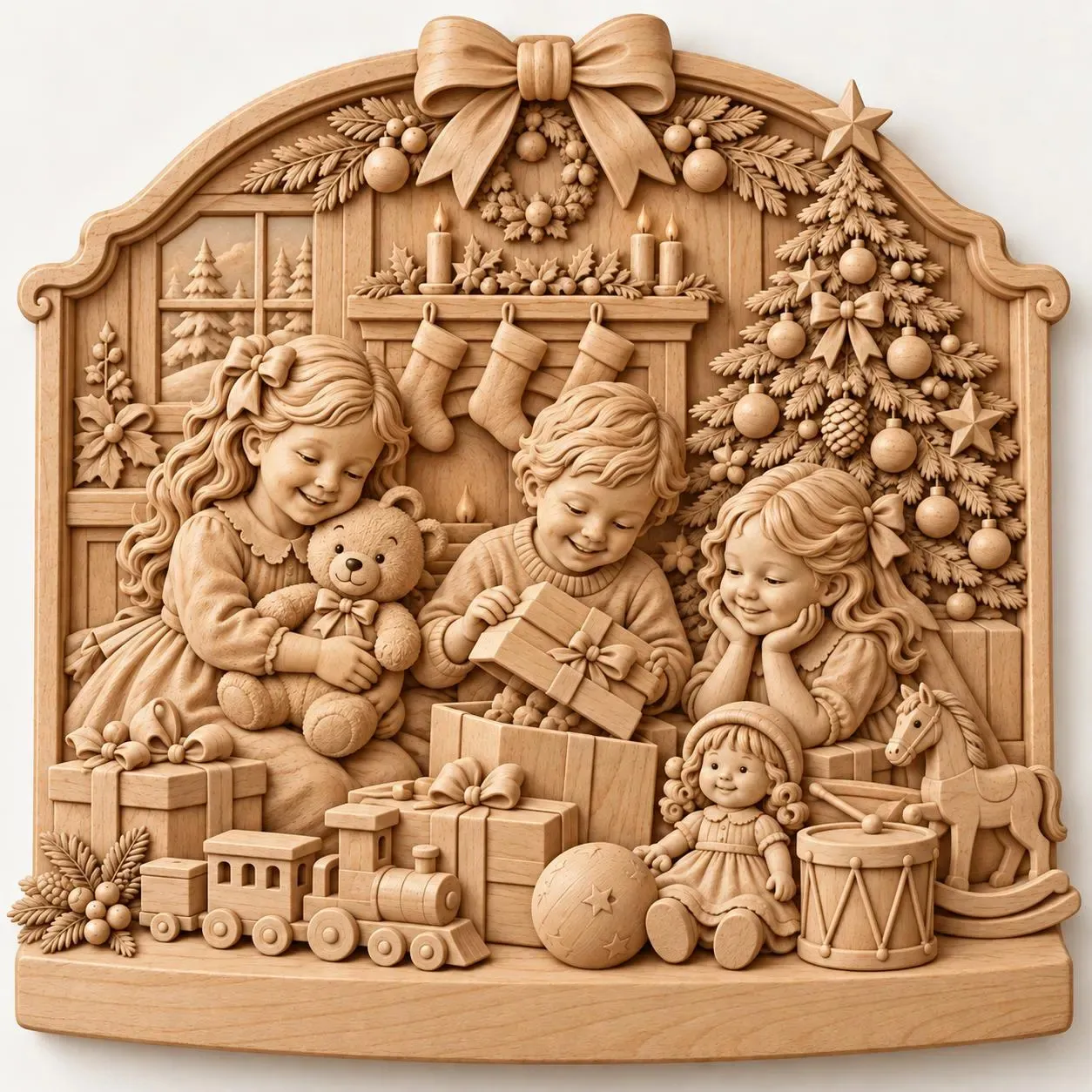 Santa Christmas Wooden Relief Wall Art Holiday Decor 3D print model