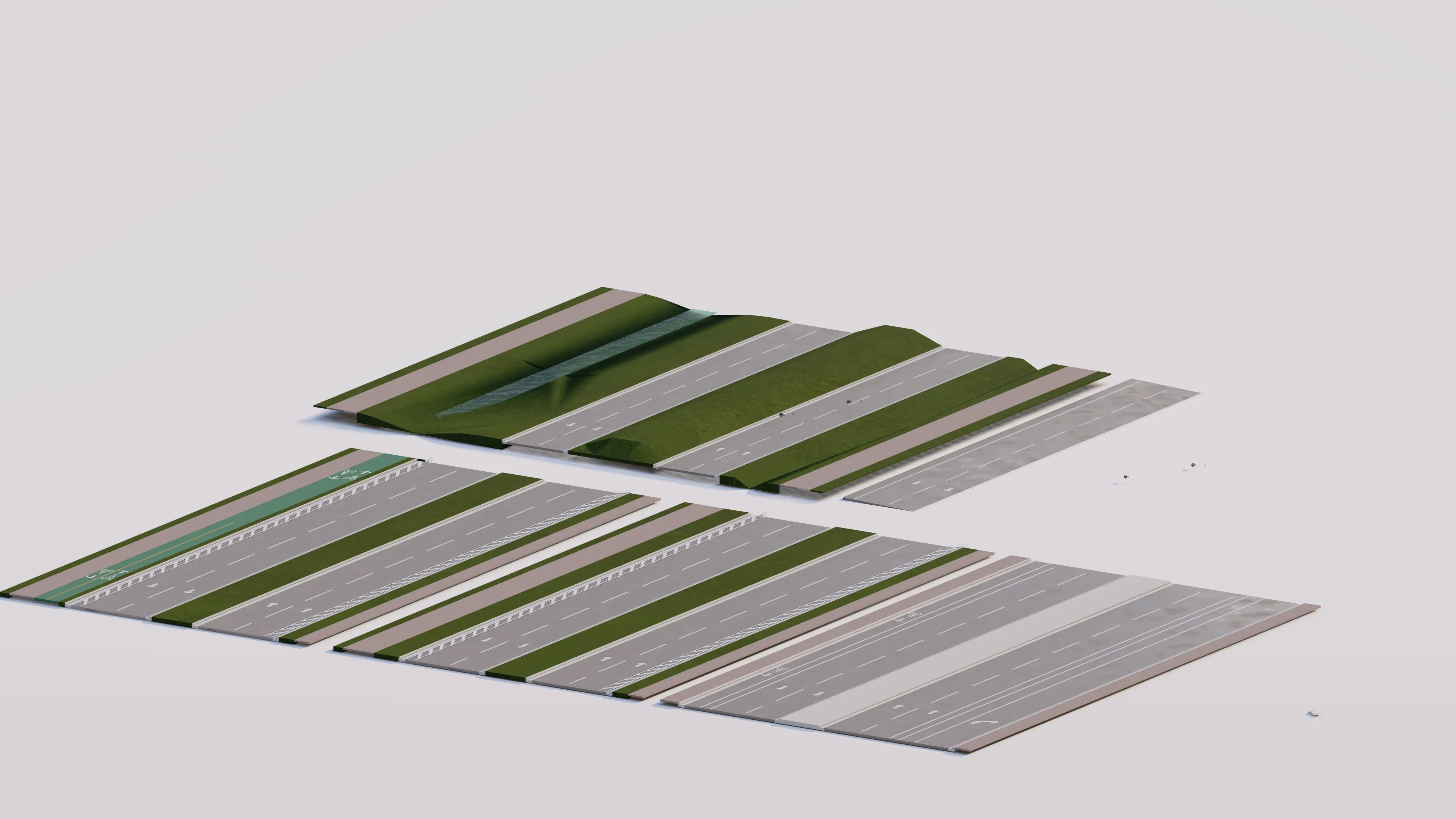 modular 3D road and street system designed for urban planning 3D model
