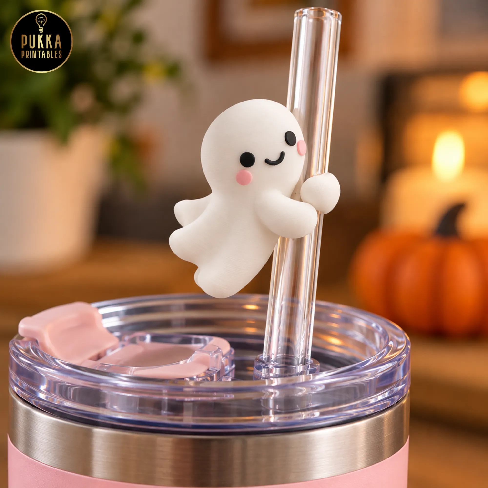 Cute Ghost Straw Topper STL for Halloween Tumblers 3D print model