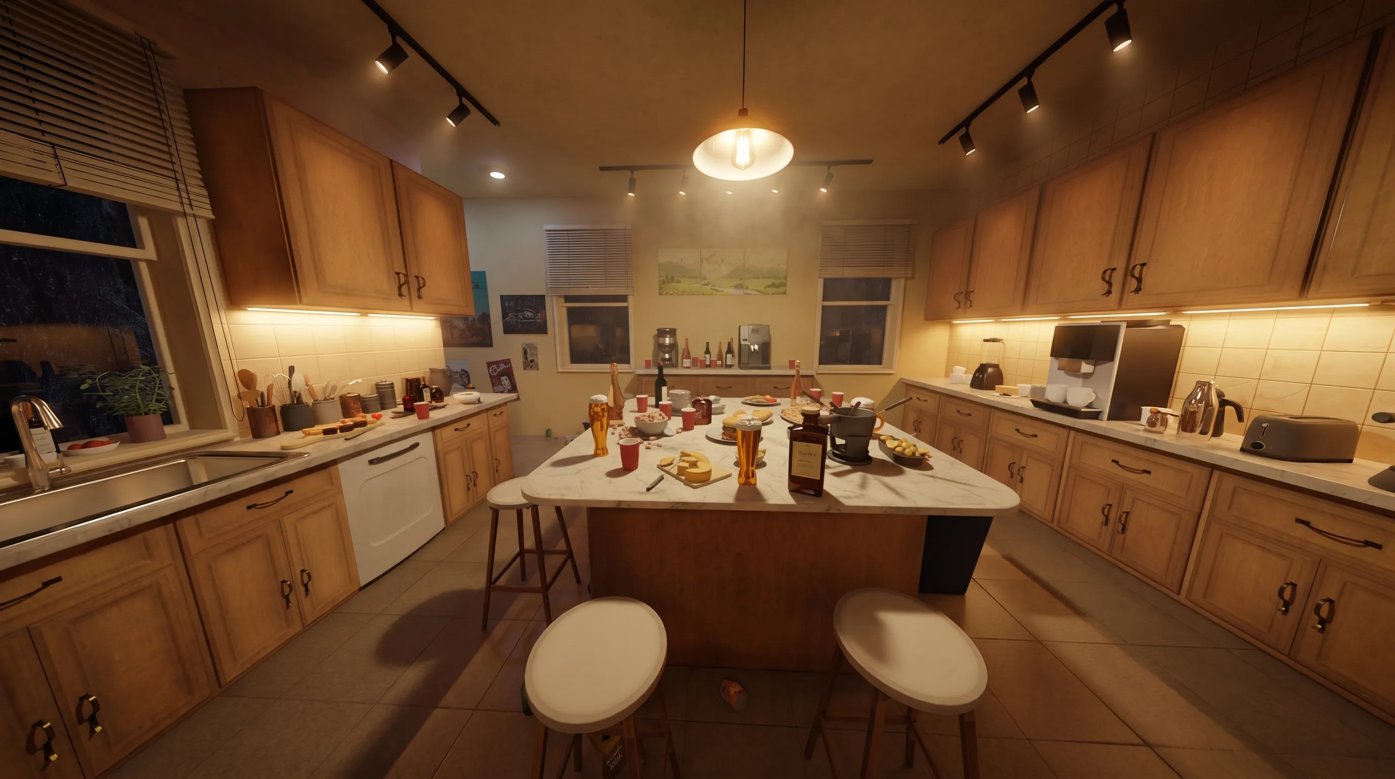 3D model Cozy Retro Kitchen Island Dining Food Interior 3D VR / AR ...