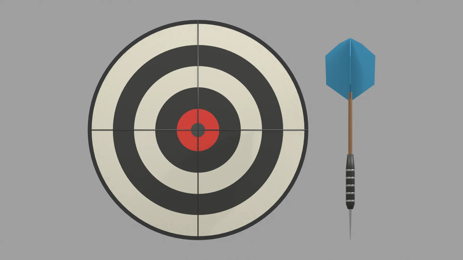 Cream Dartboard with Blue Dart Low-poly 3D model