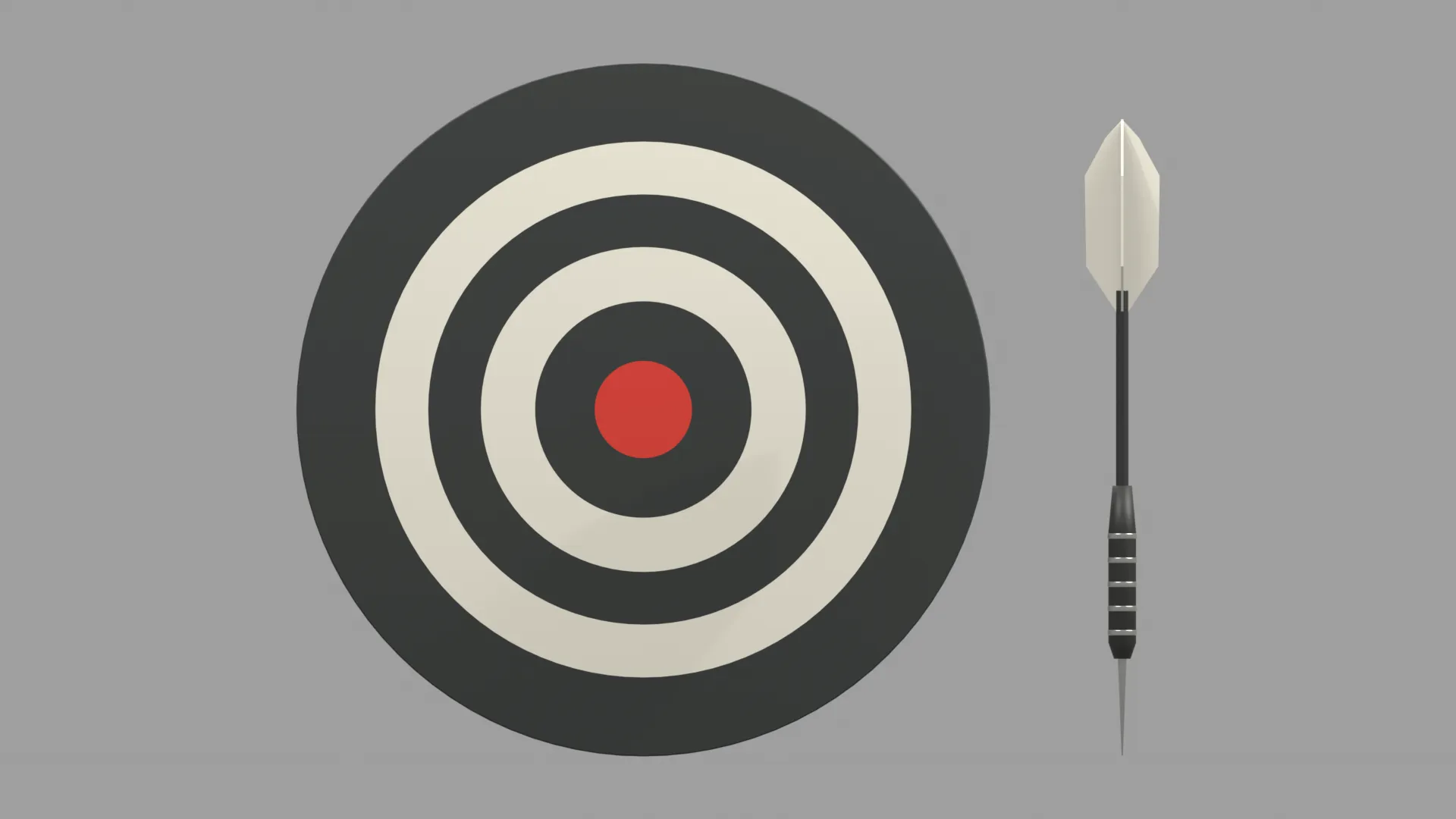 Black Dartboard with White Dart Low-poly 3D model