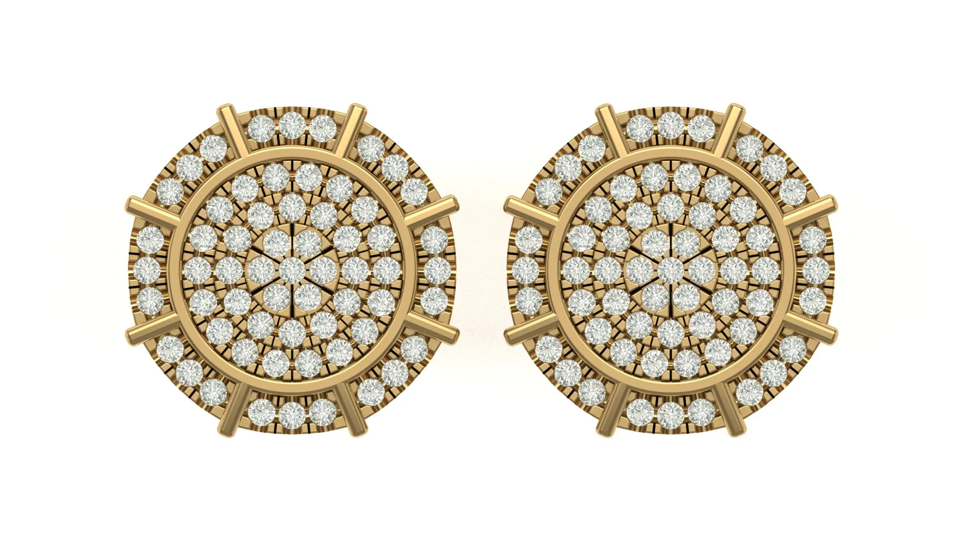 Round Diamond Earrings 3D print model