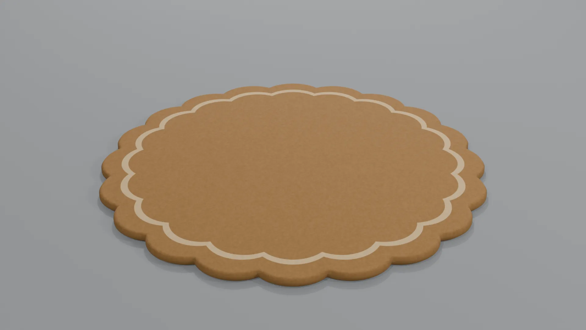 Brown Scalloped Circular Rug with Cream Border Low-poly 3D model