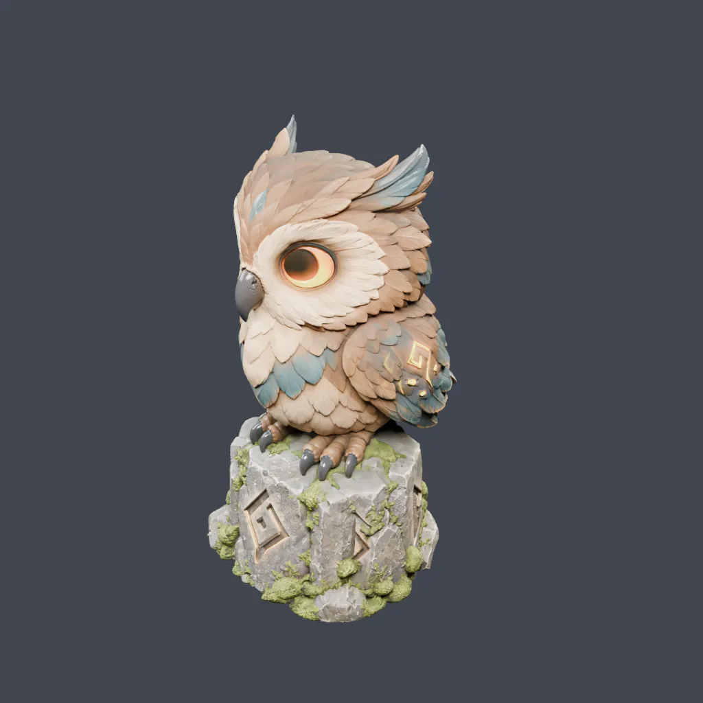 Stylized Fantasy Owl Familiar - HD High-Poly 3D model