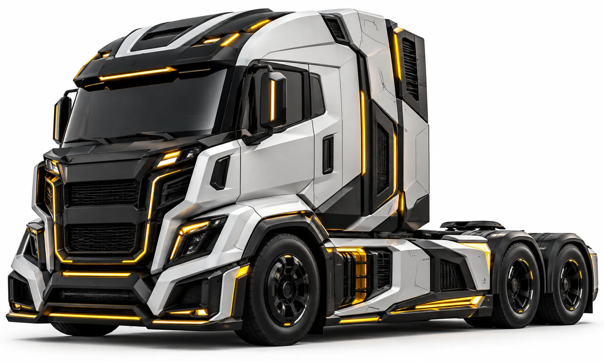 Futuristic Heavy Duty Aerodynamic Electric Semi Truck Tractor 3D model ...