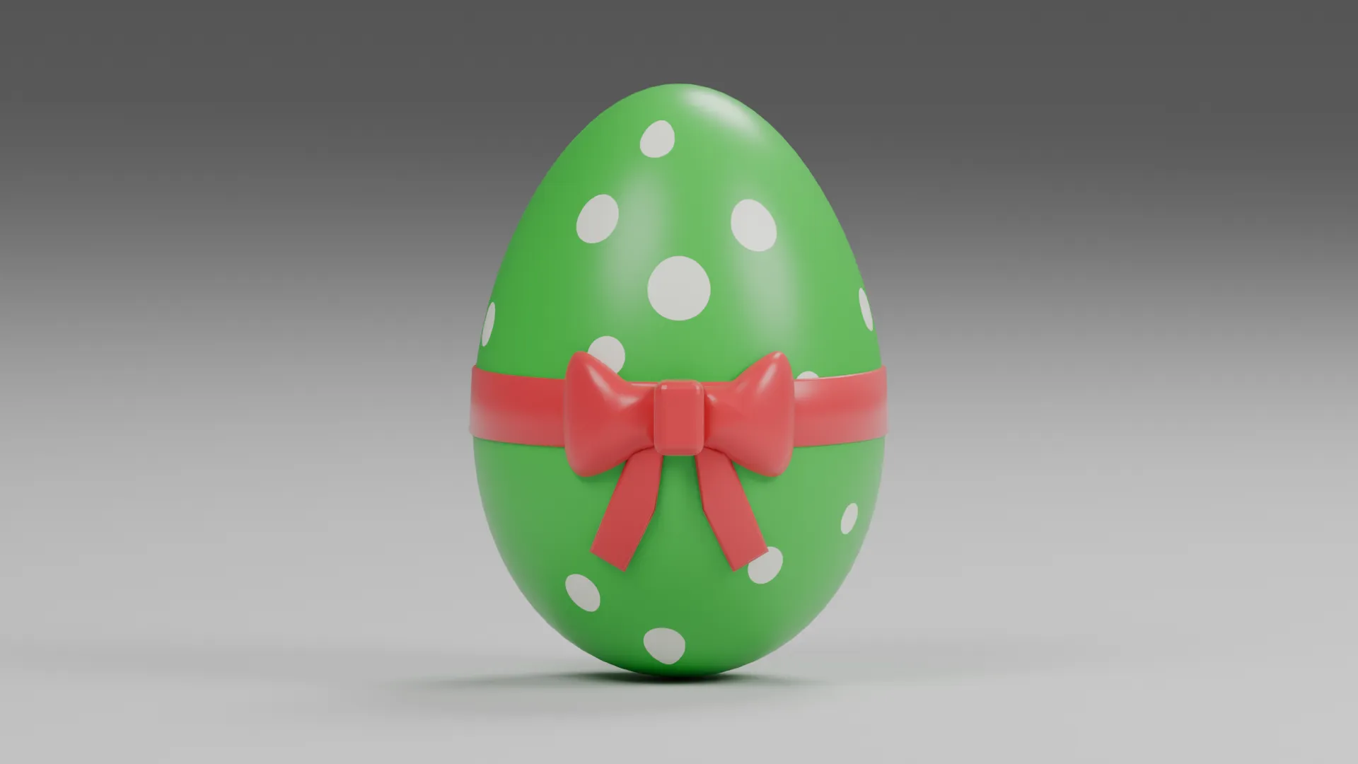 Green Polka-Dot Easter Egg with Red Bow Low-poly 3D model
