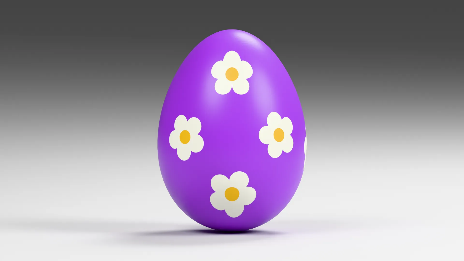 Purple Easter Egg with White Daisies Low-poly 3D model