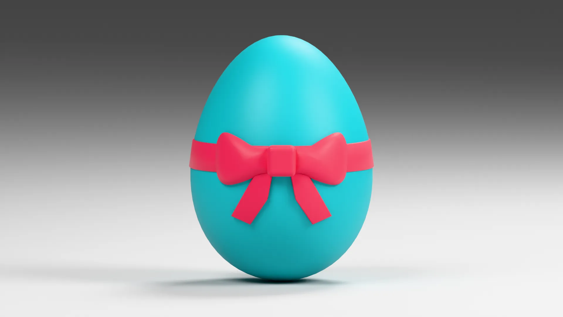 Turquoise Easter Egg with Pink Bow Low-poly 3D model