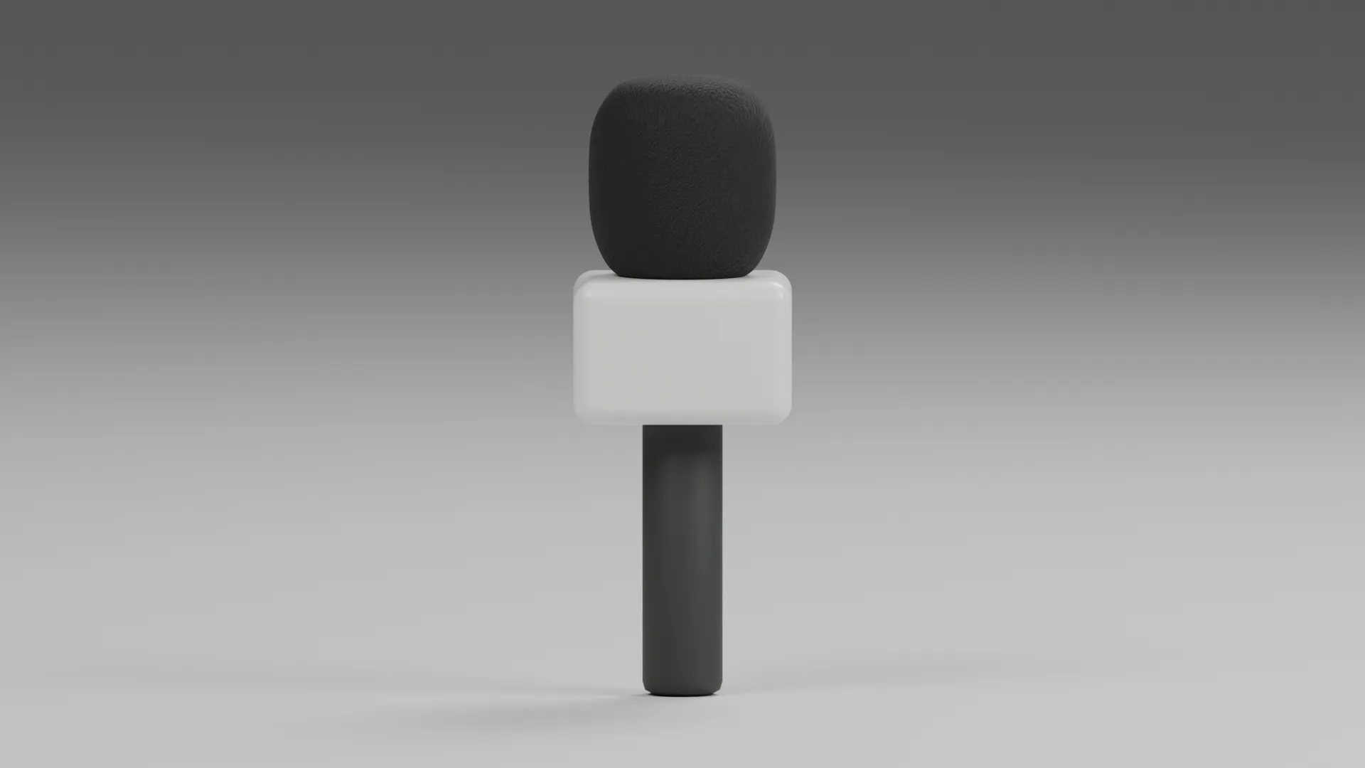 News Microphone with Black Foam Head and White Cube Low-poly 3D model