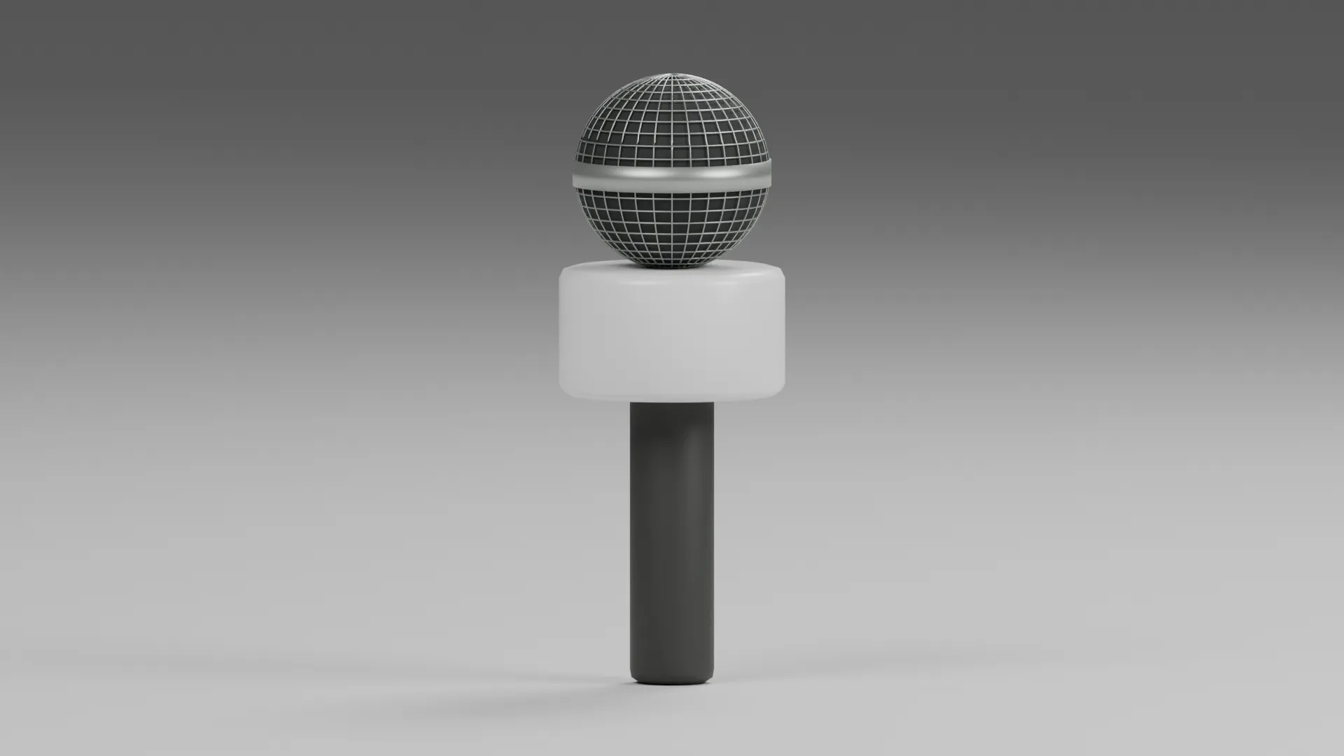 News Microphone with Silver Mesh Head and White Cube Low-poly 3D model