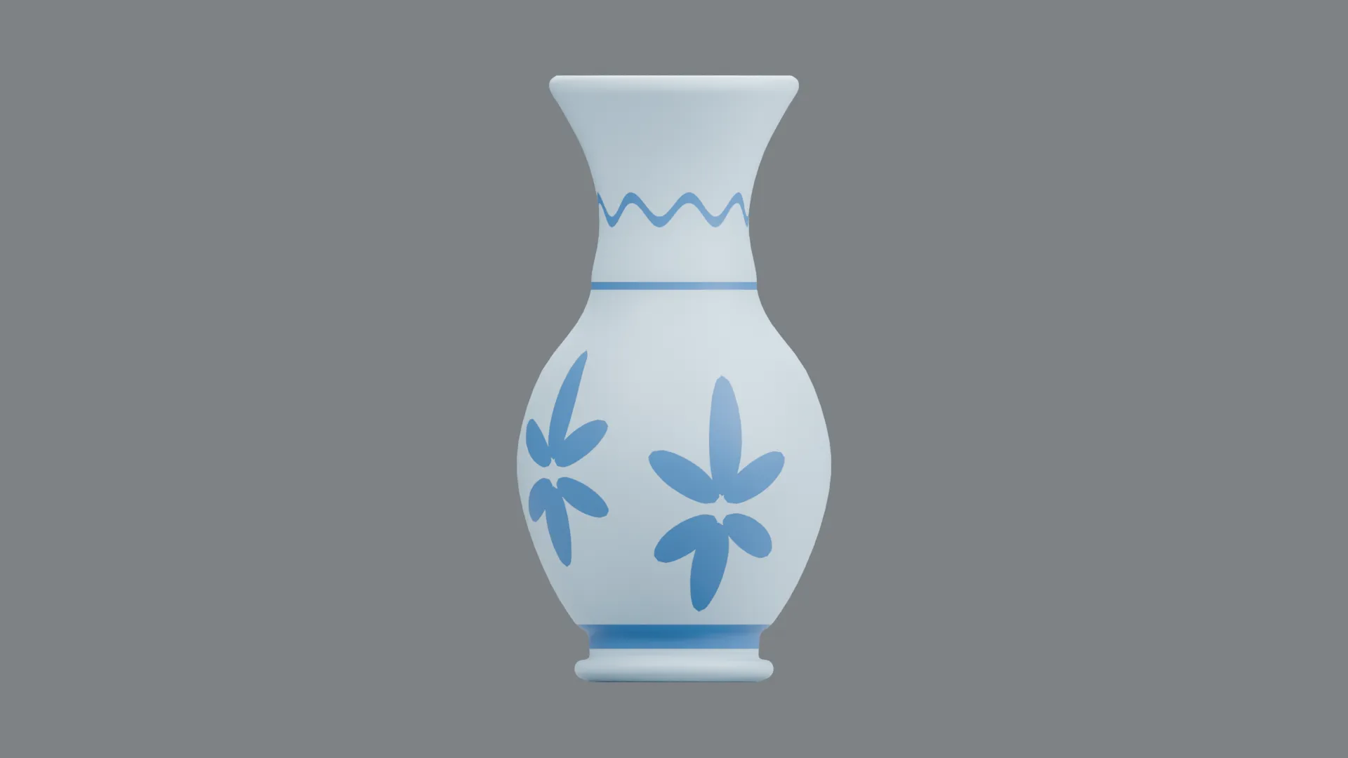 White Decorative Vase with Blue Floral Motifs Low-poly 3D model