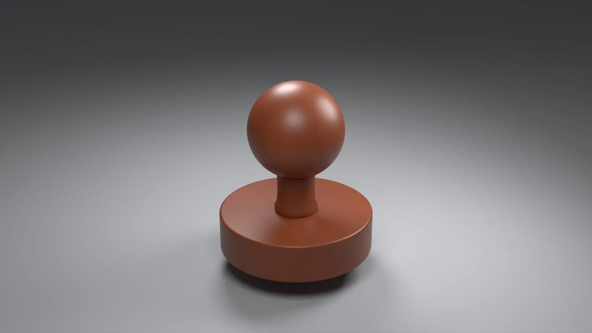 Wooden Rubber Stamp with Round Ball Handle Low-poly 3D model