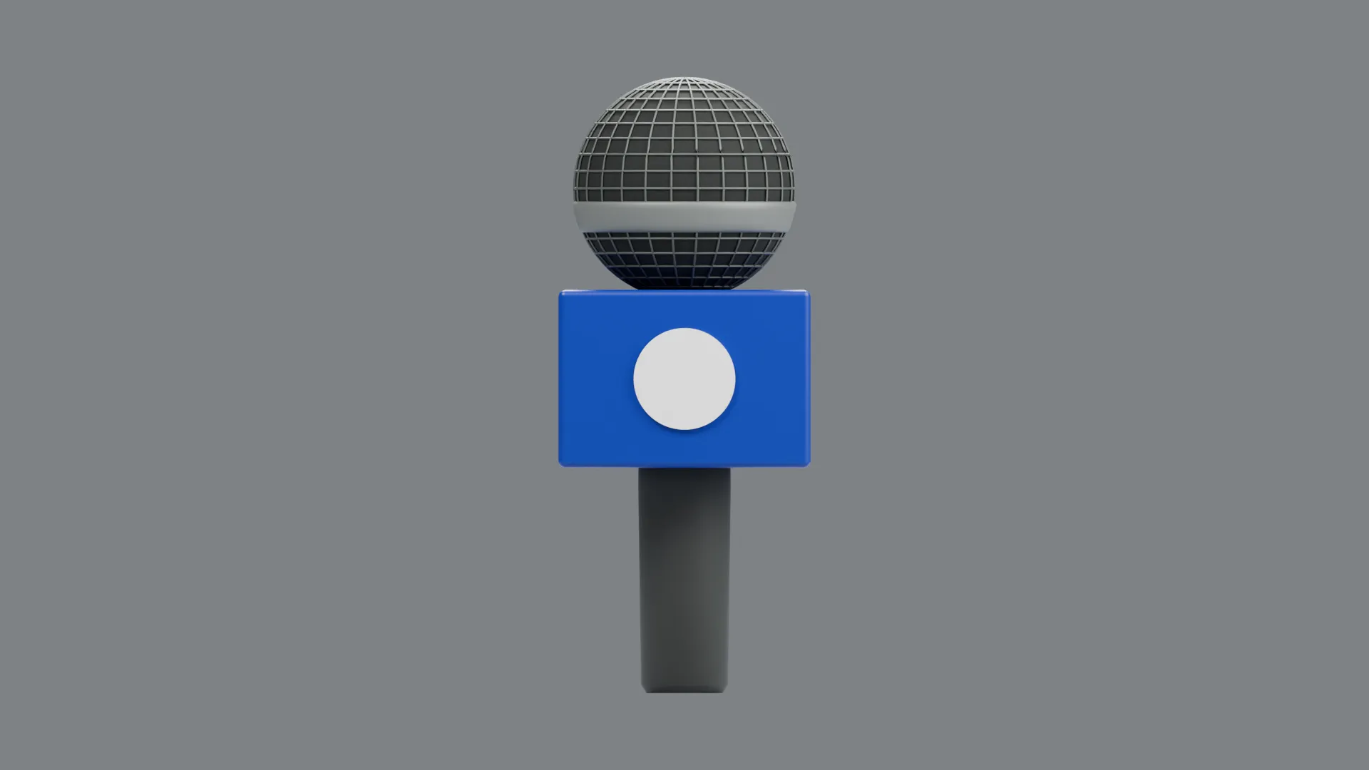 News Microphone with Blue Cube and White Circle Low-poly 3D model