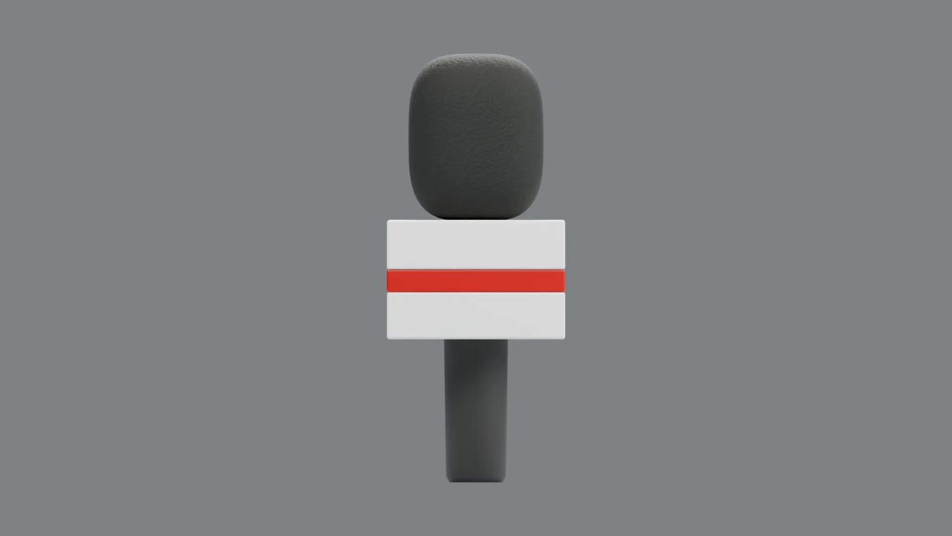 News Microphone with White Cube and Red Stripe Low-poly 3D model