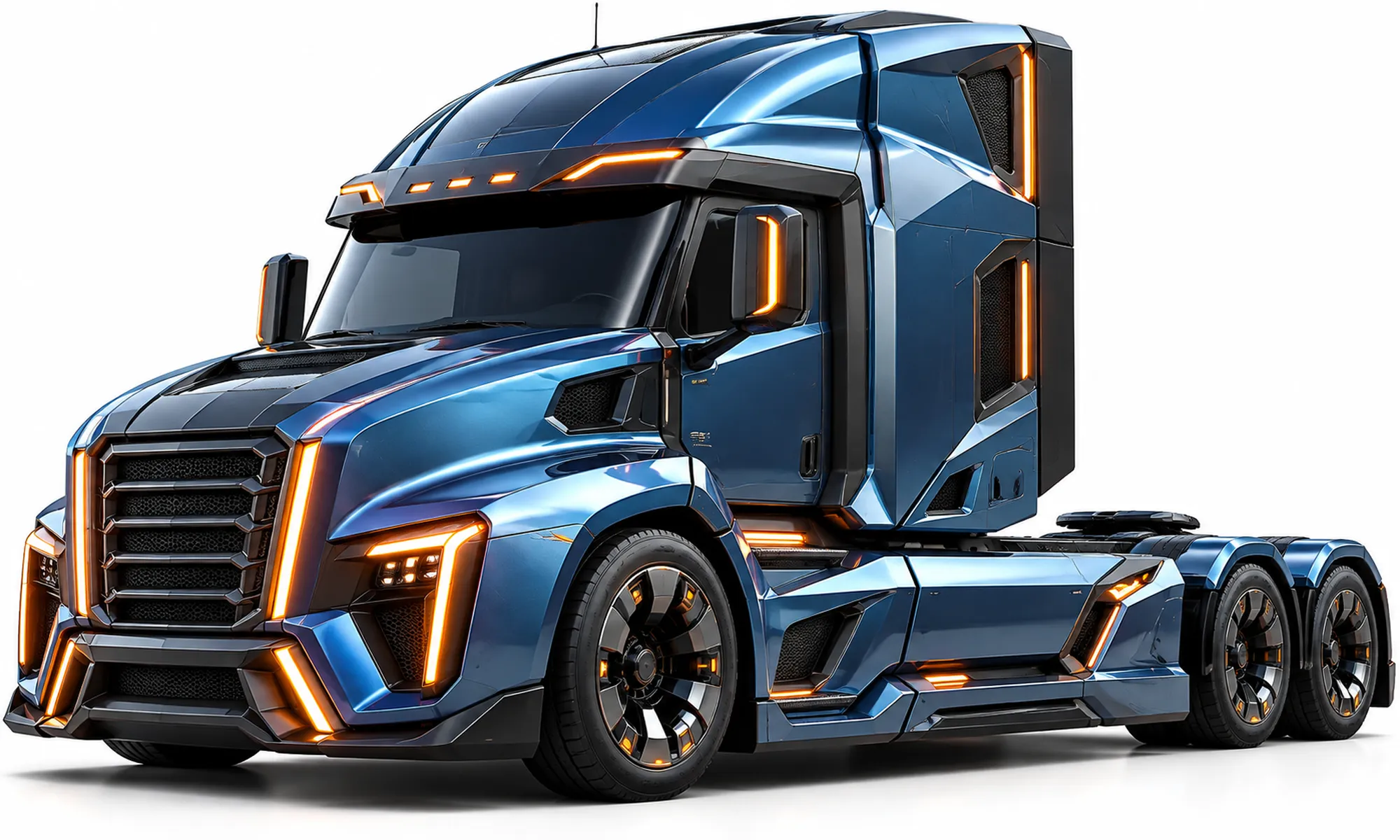 Futuristic Aerodynamic Heavy Duty Electric Semi Truck Tractor 3D model ...