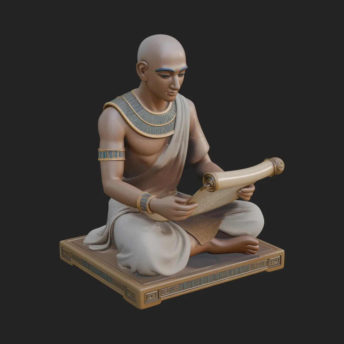 Seated Egyptian Scribe Statue Design 3 - 3D Print Model 3D model 3D ...