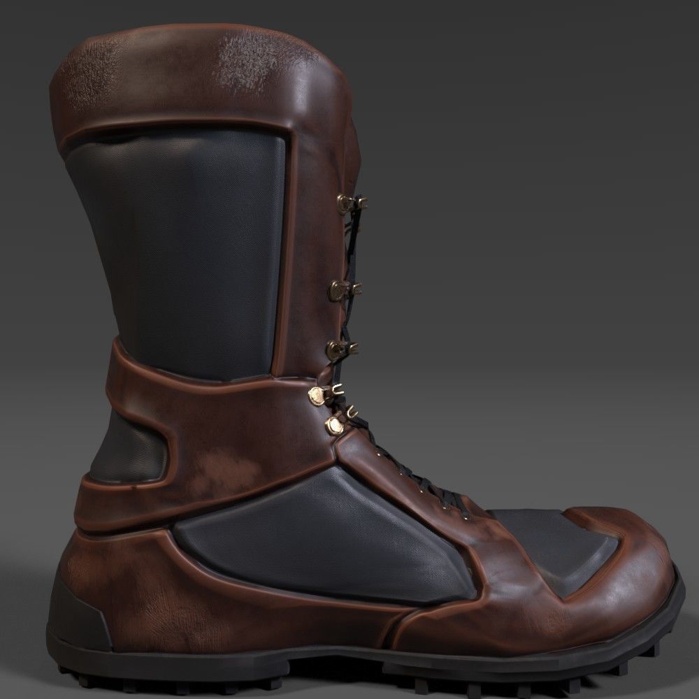Hiking Boot Low-poly 3D model_1