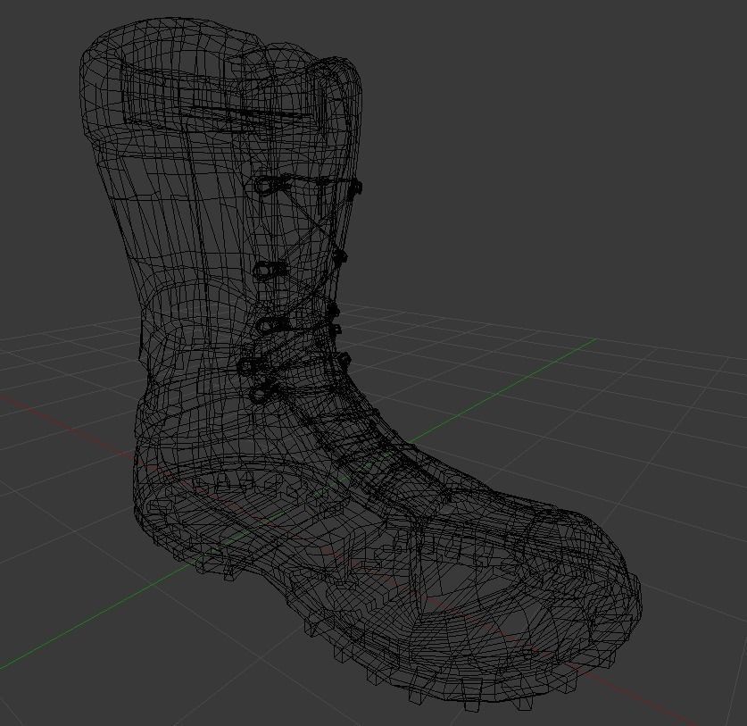 Hiking Boot Low-poly 3D model_4