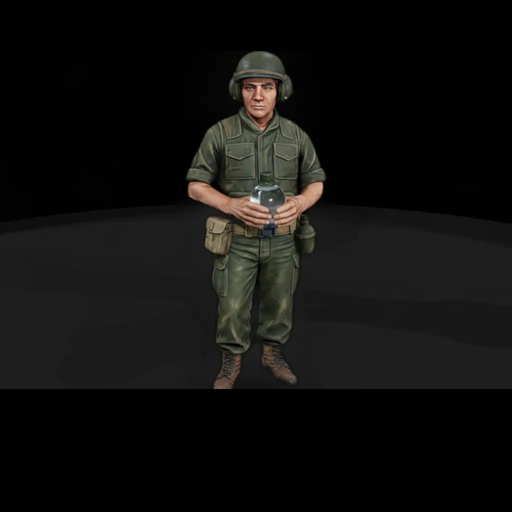 Vietnam Era US Army Resting Soldier Holding 3D print model