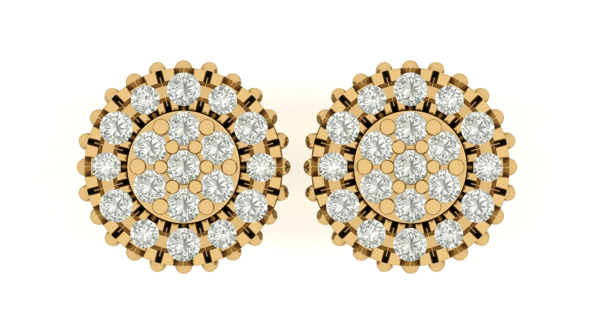 Round Diamond Earrings 3D print model