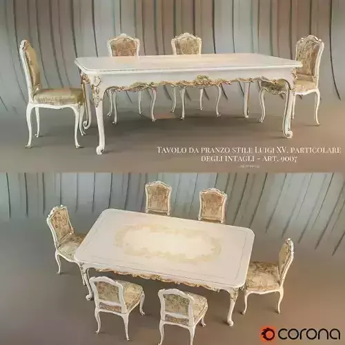 Tavolo da pranzo Venezia in stile Luigi XV  table and chair